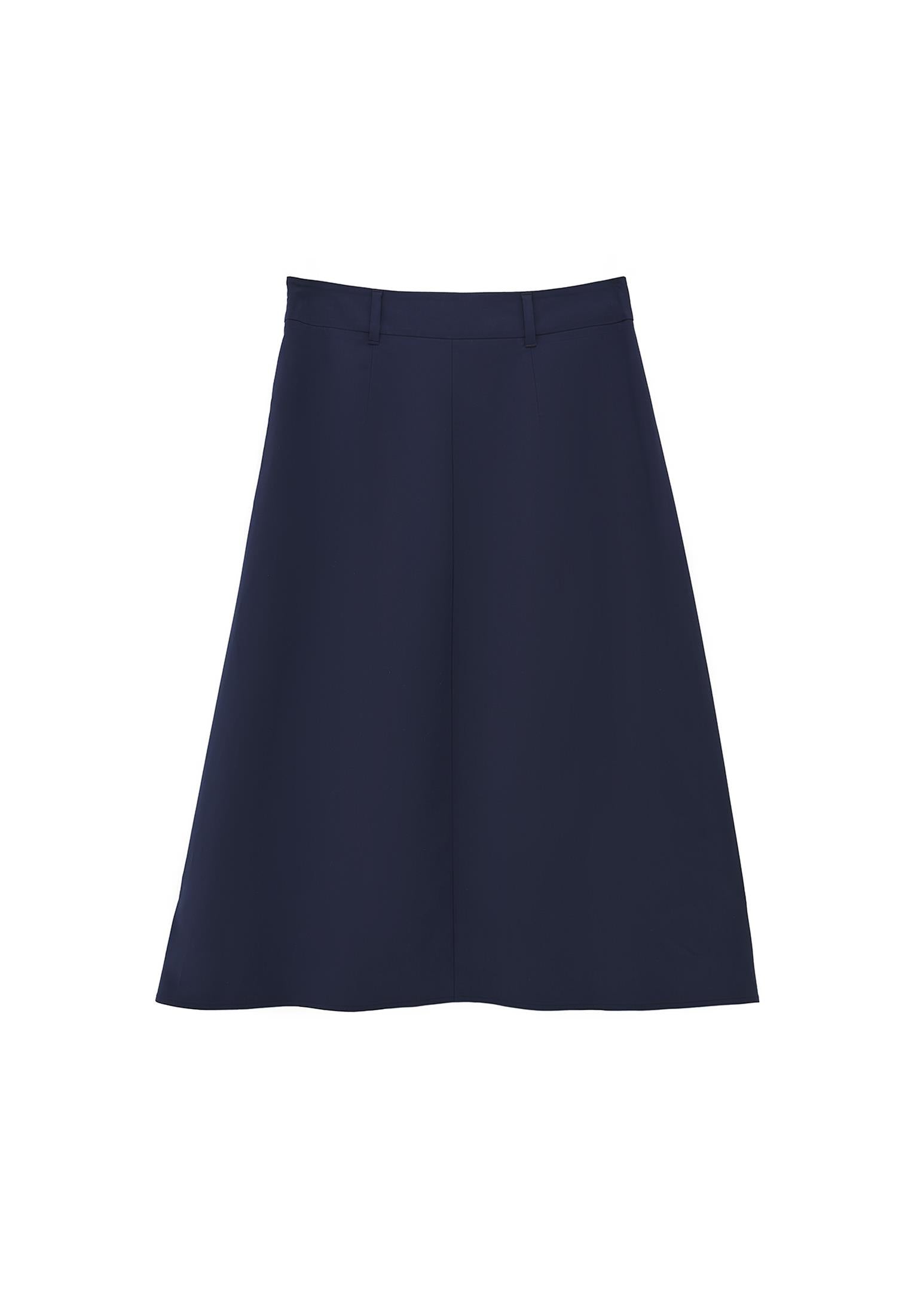 Long Pleated Skirt With Belt Detail - MIDNIGHT