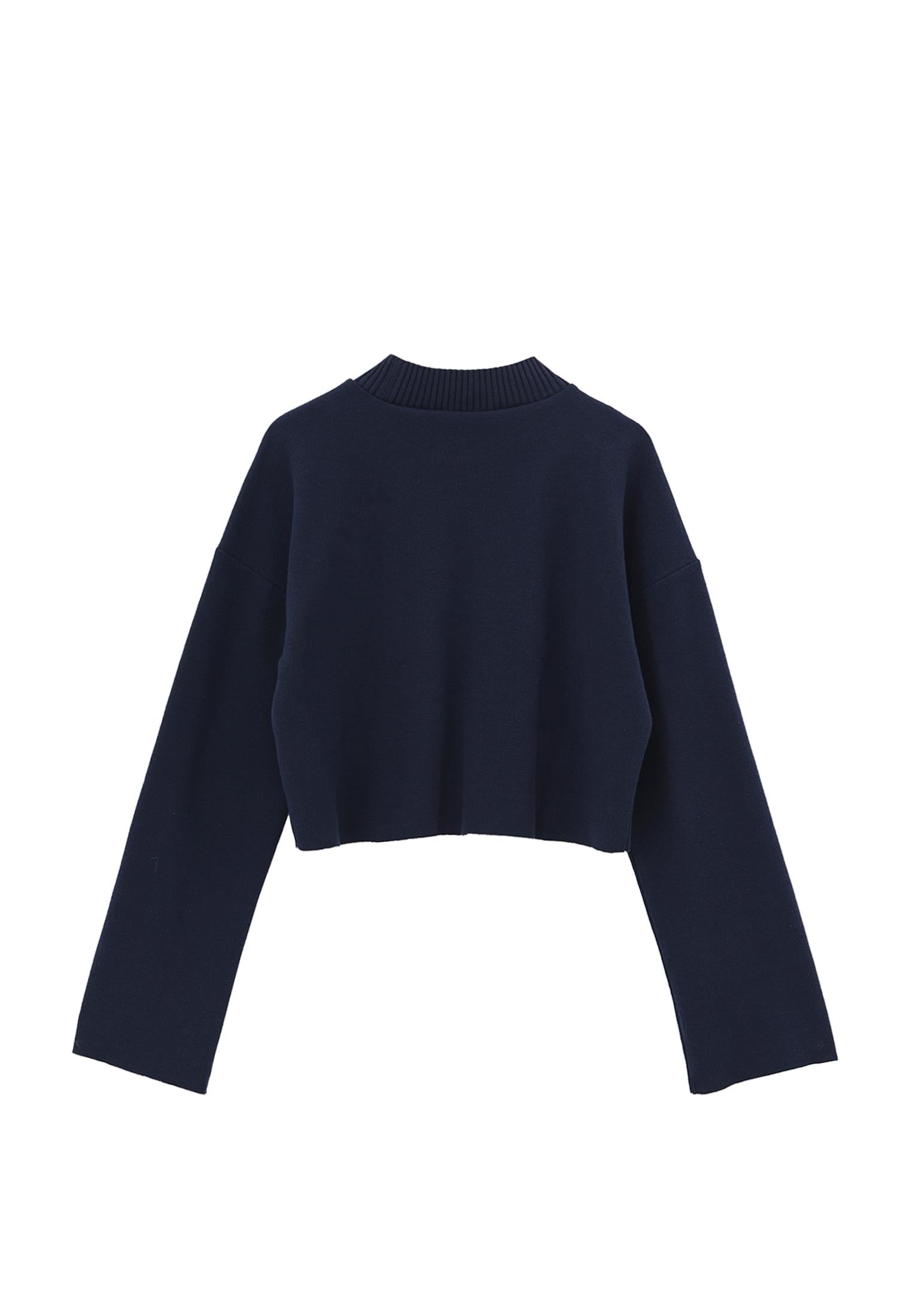 High Neck Cropped Sweater - MIDNIGHT