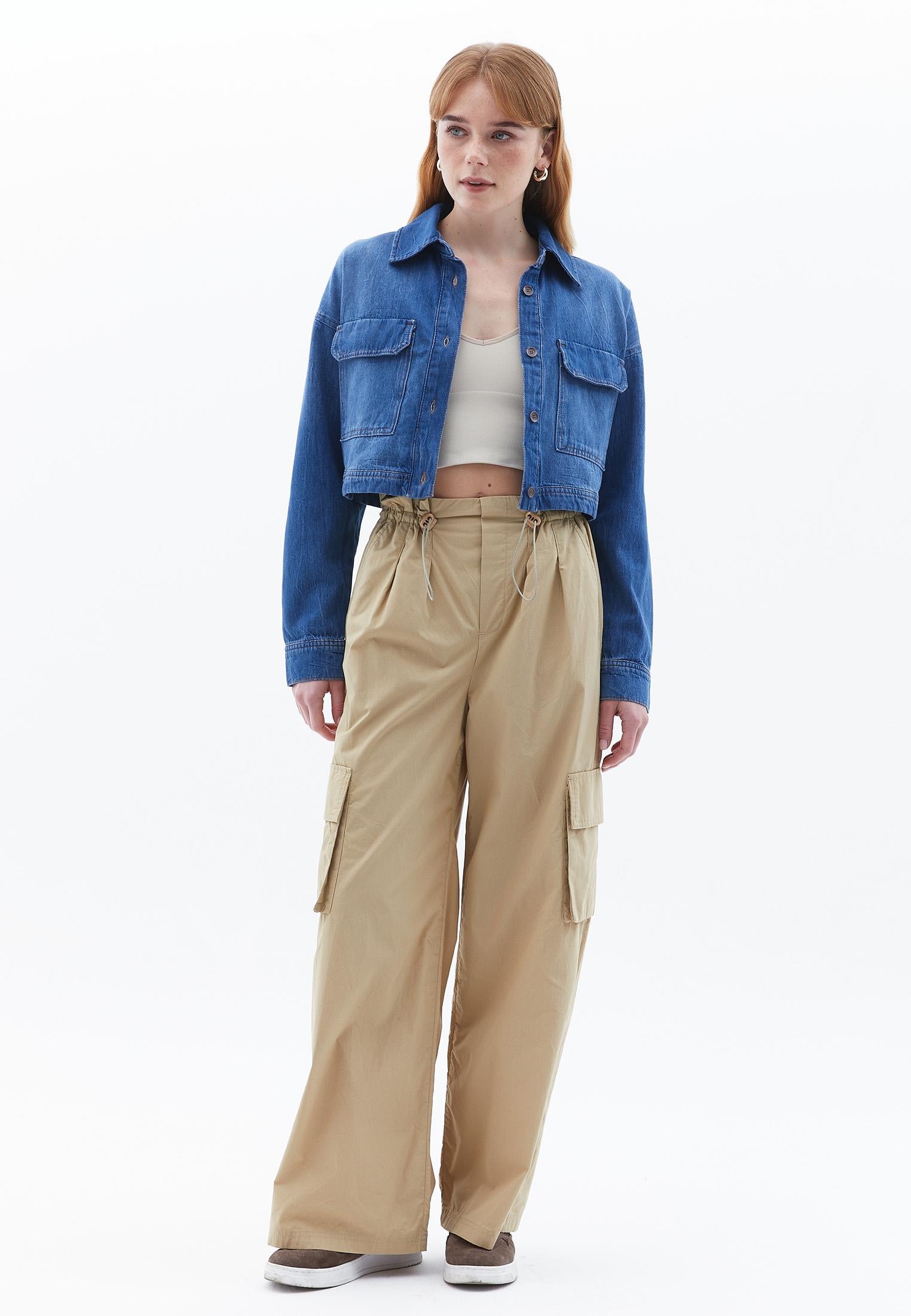 Cotton Shirt With Pockets - MID BLUE DENIM