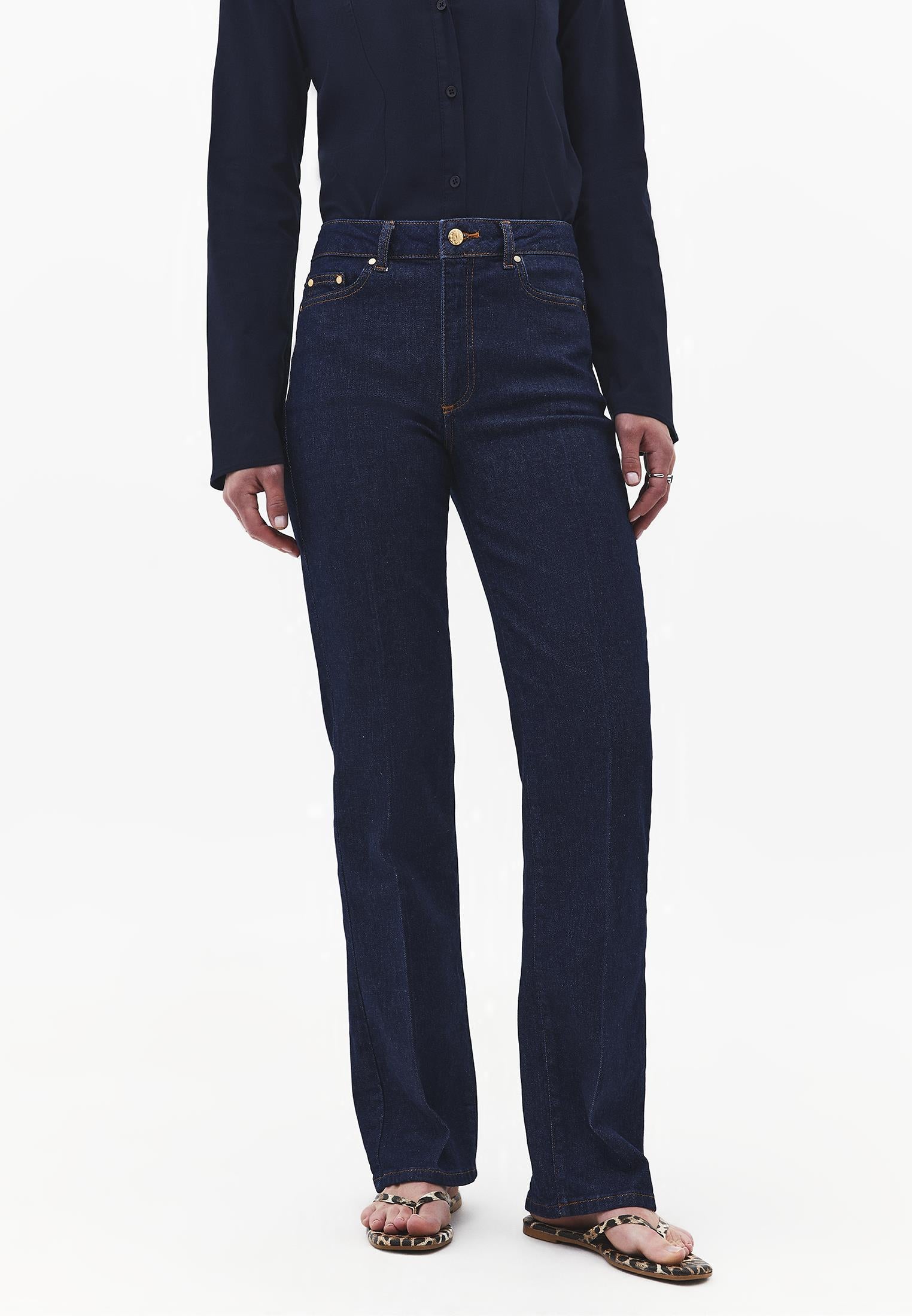 Straight Pants - MID BLUE DENIM
