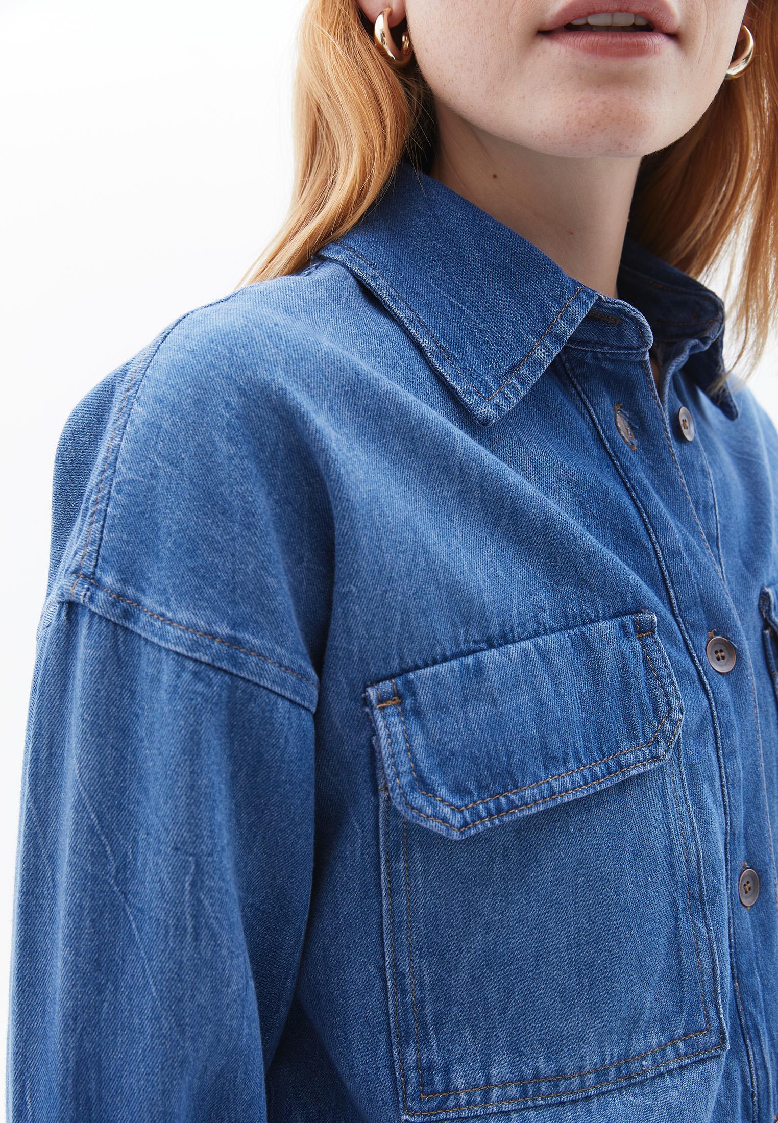 Cotton Shirt With Pockets - MID BLUE DENIM