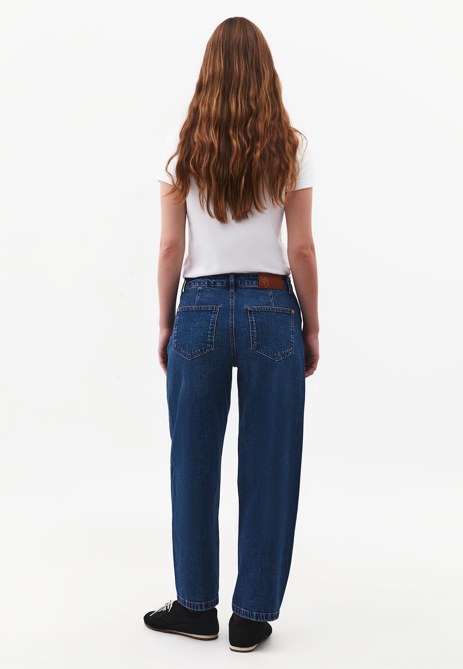 Barrel Leg Denim Pants - MID BLUE DENIM