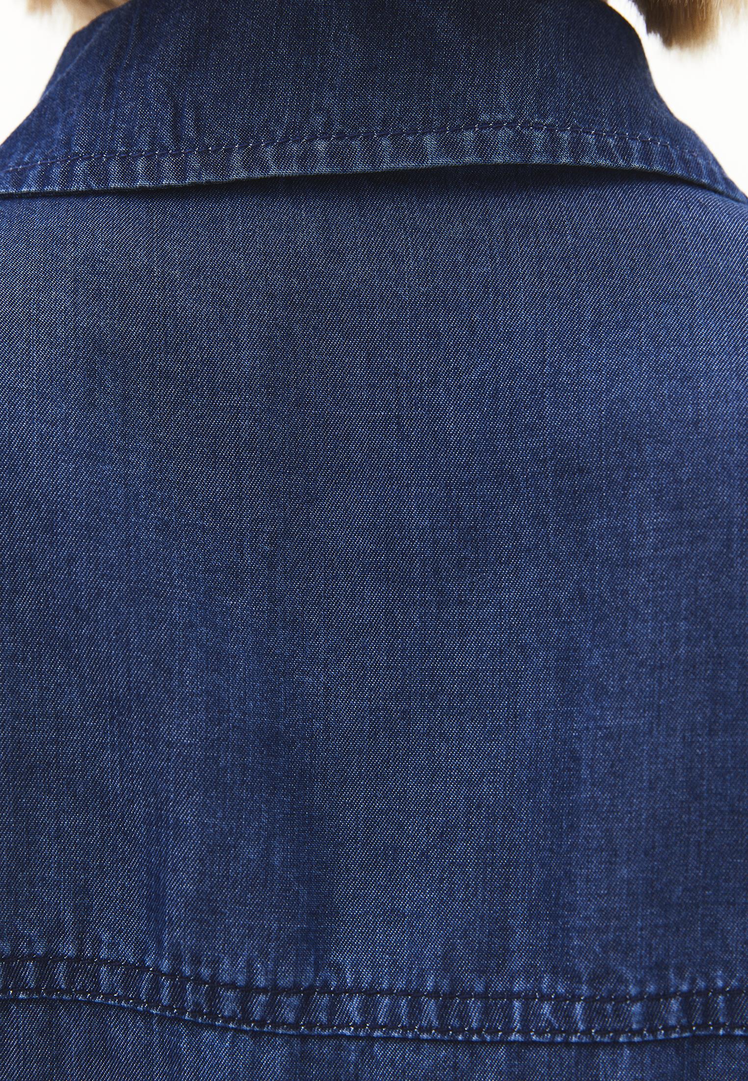 Shirt Collar Long Sleeve Shirt - MID BLUE DENIM