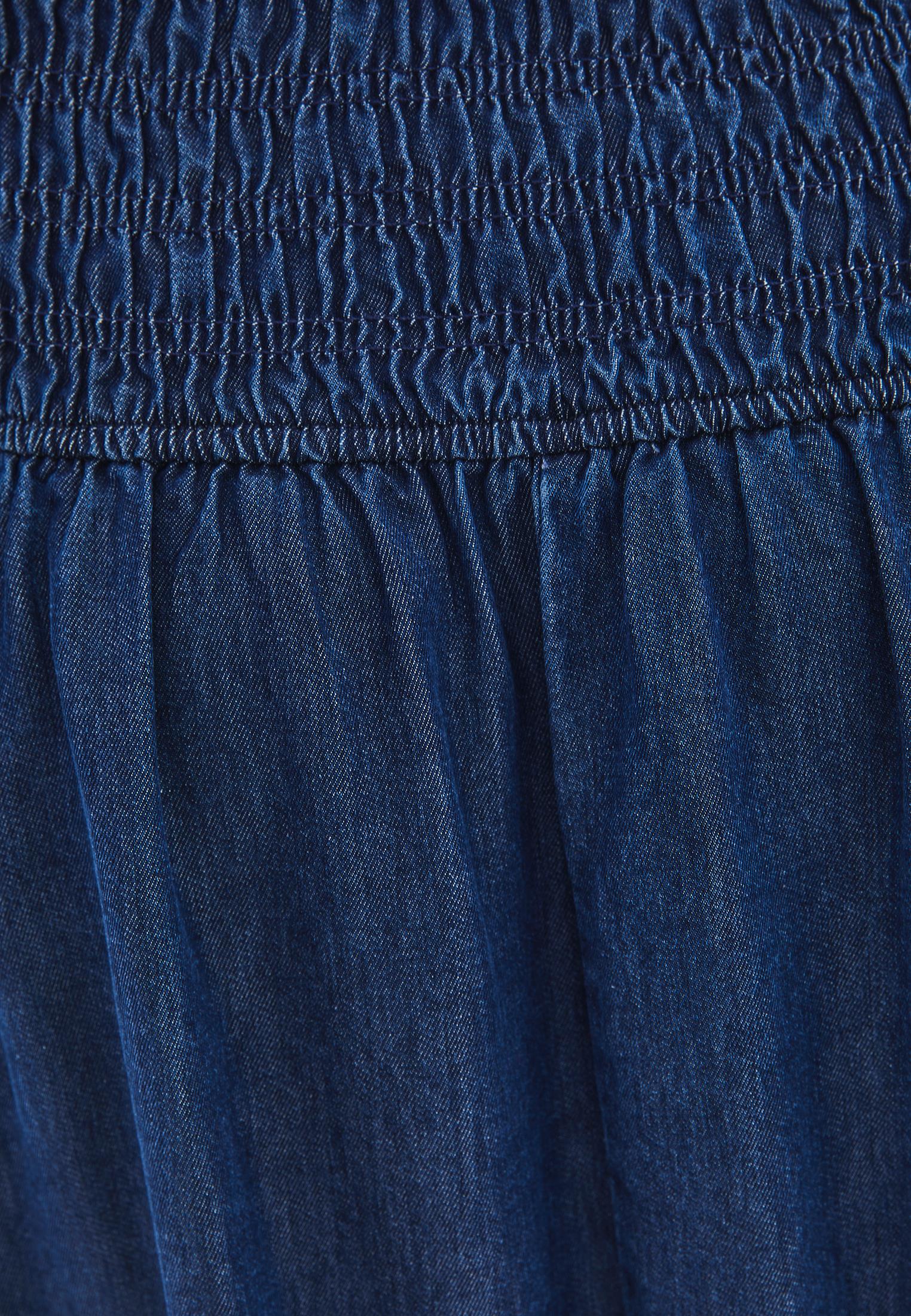 Long Denim Skirt With Gipe Details A-Line Form - MID BLUE DENIM