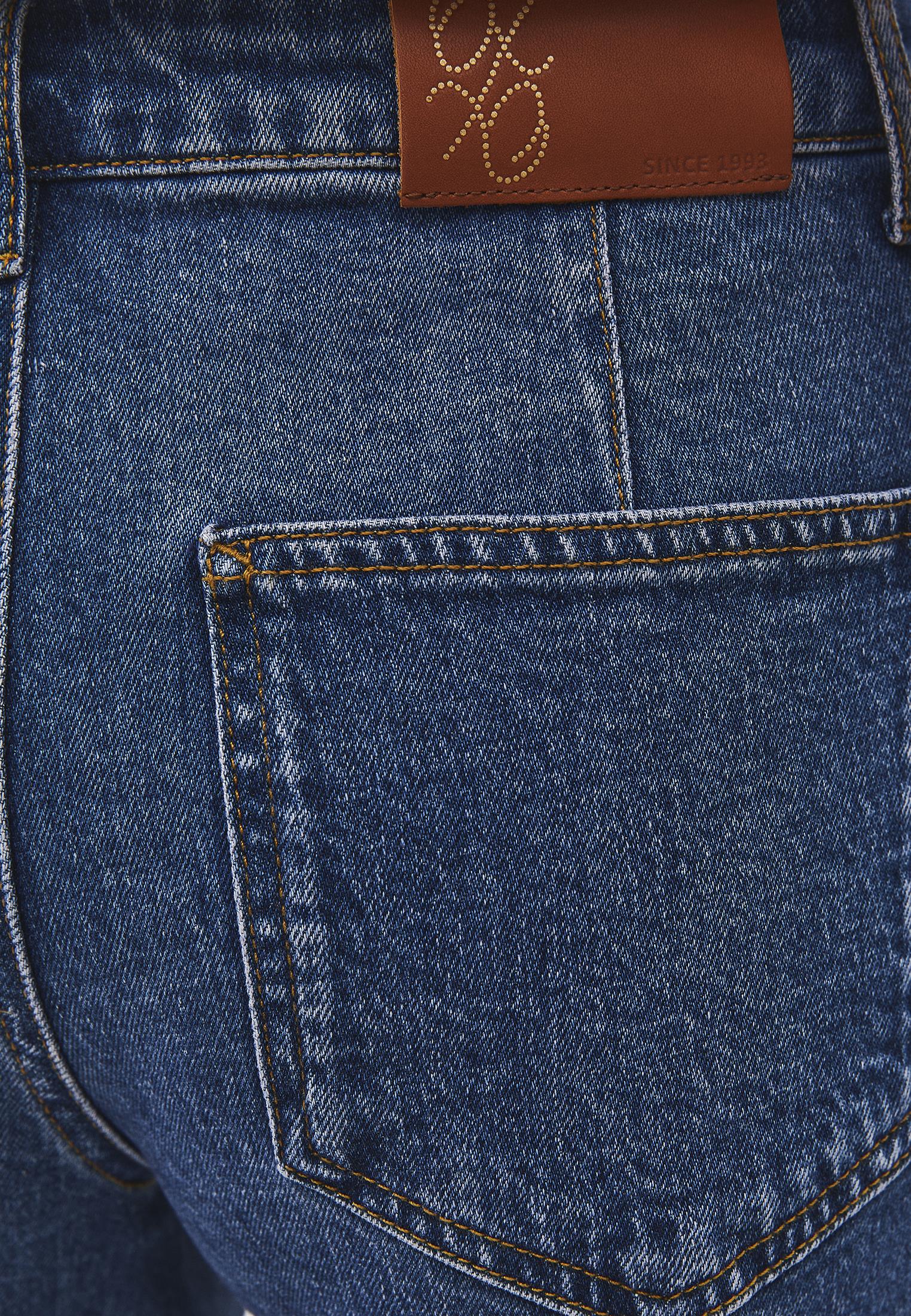 Barrel Leg Denim Pants - MID BLUE DENIM