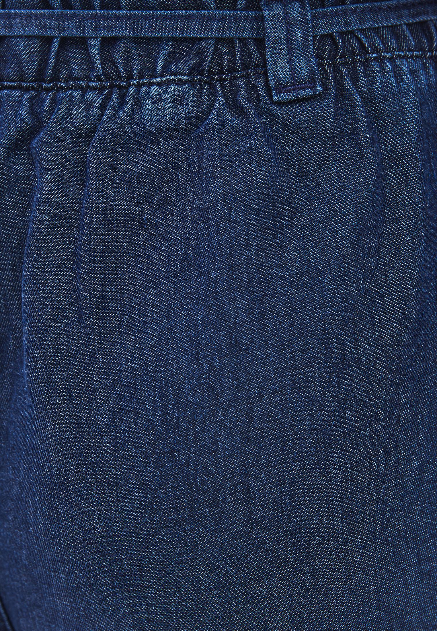 Elastic Waist Wide Leg Denim Pants - MID BLUE DENIM
