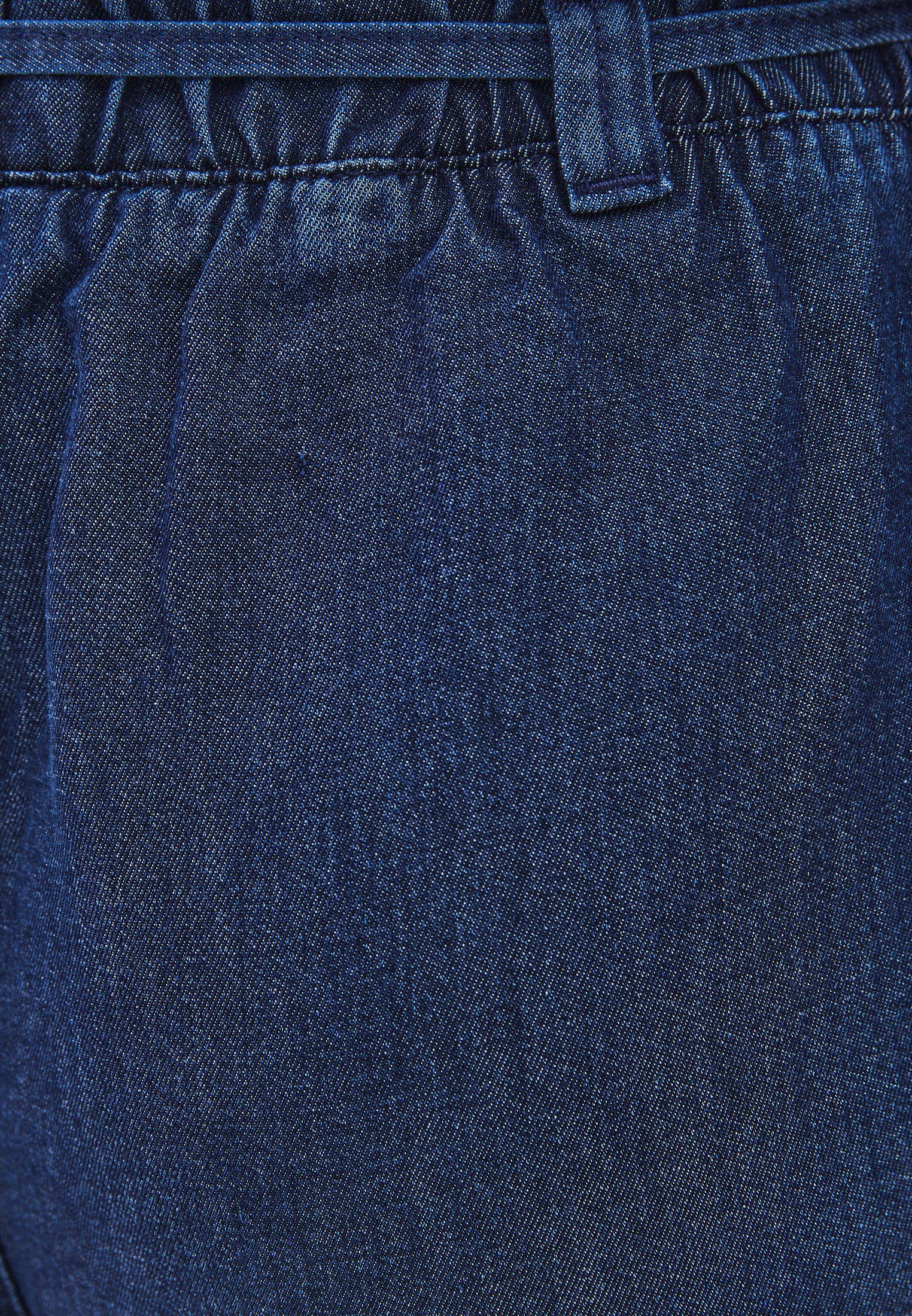 Elastic Waist Wide Leg Denim Pants - MID BLUE DENIM