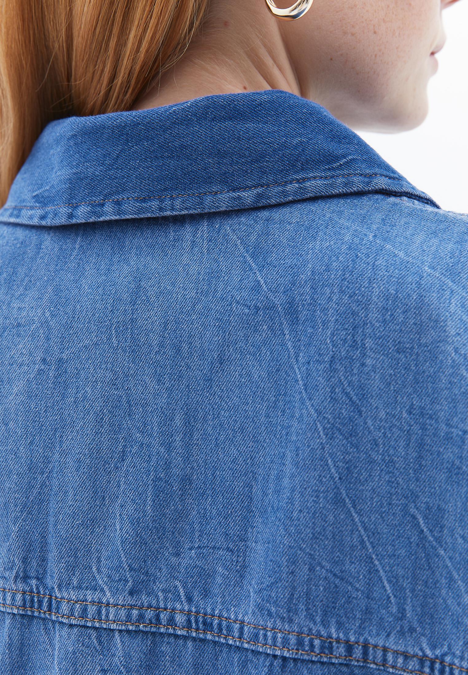 Cotton Shirt With Pockets - MID BLUE DENIM