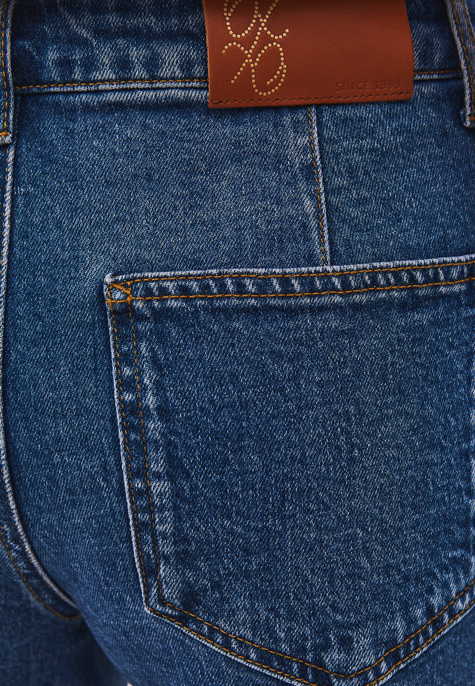 Barrel Leg Denim Pants - MID BLUE DENIM