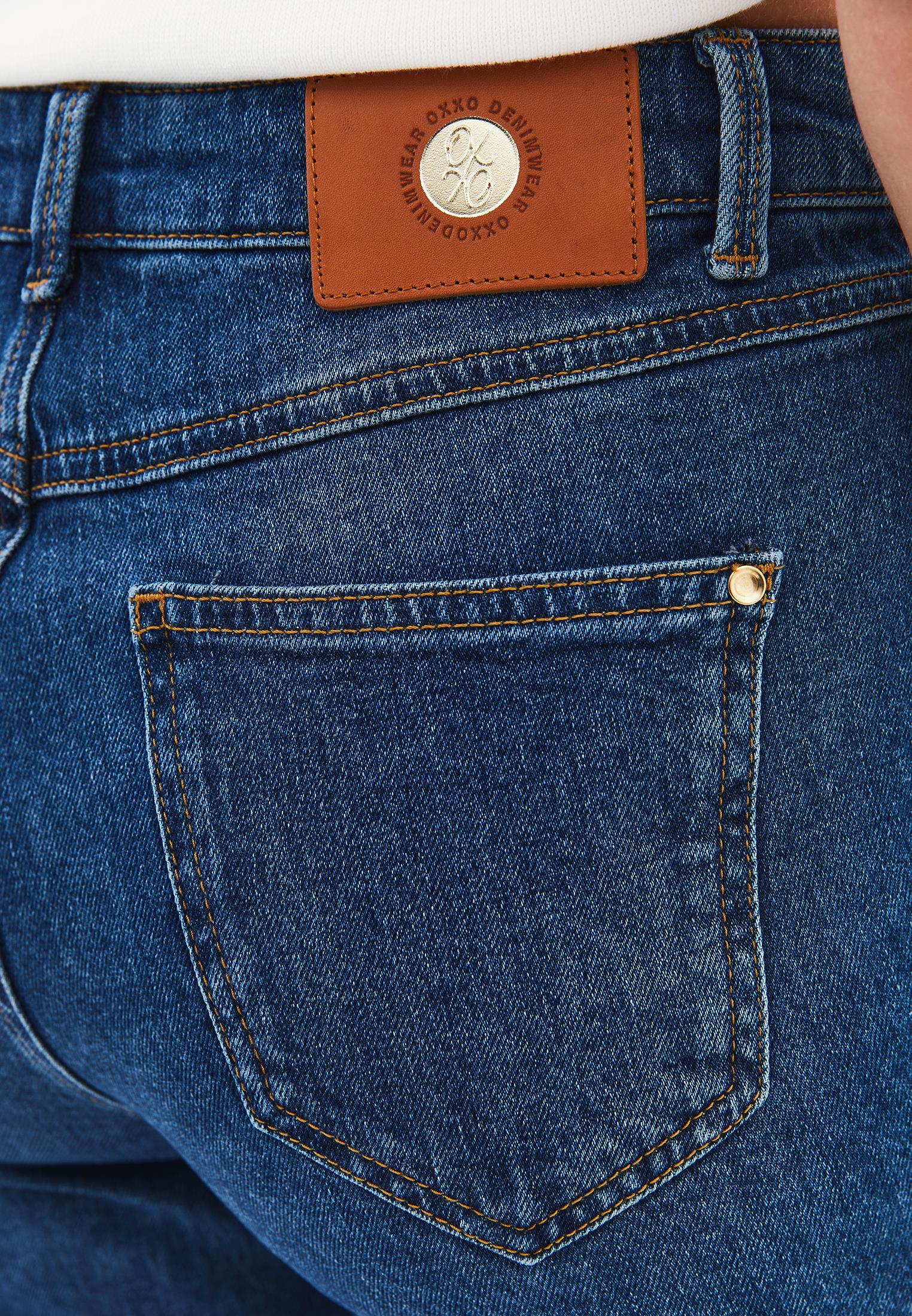High Waist Straight Leg Pants - MID BLUE DENIM