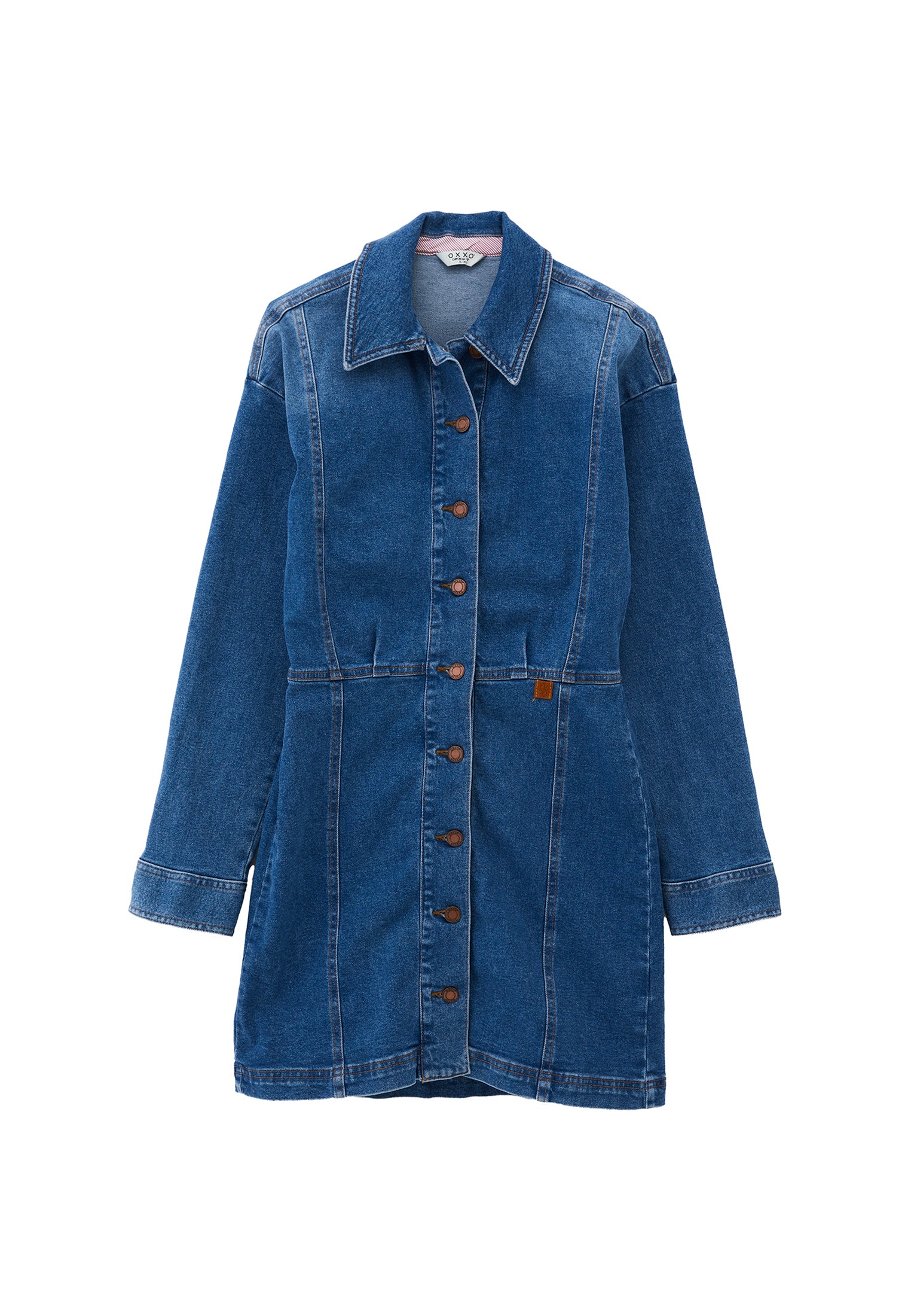 Loose Fit Short Jumpsuit Dress - MID BLUE DENIM