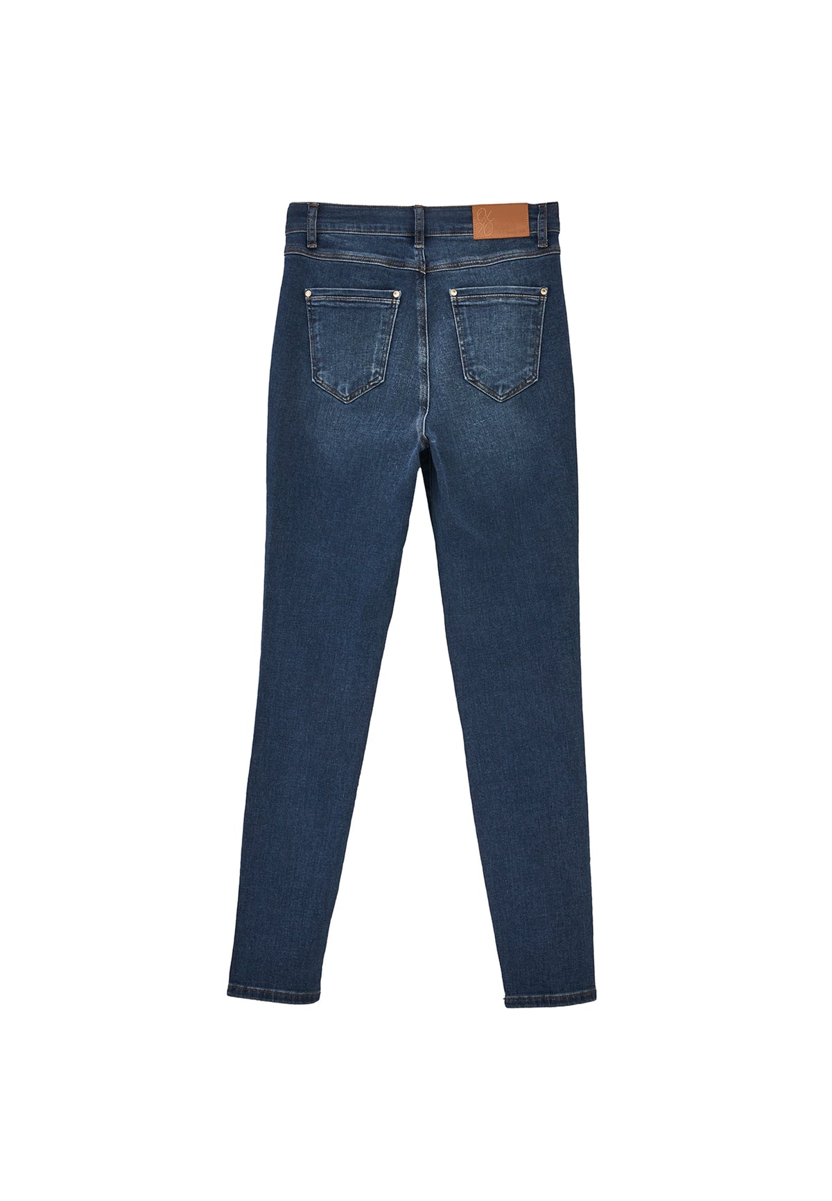 Ultra High Waist Skinny Denim Pants - MID BLUE DENIM