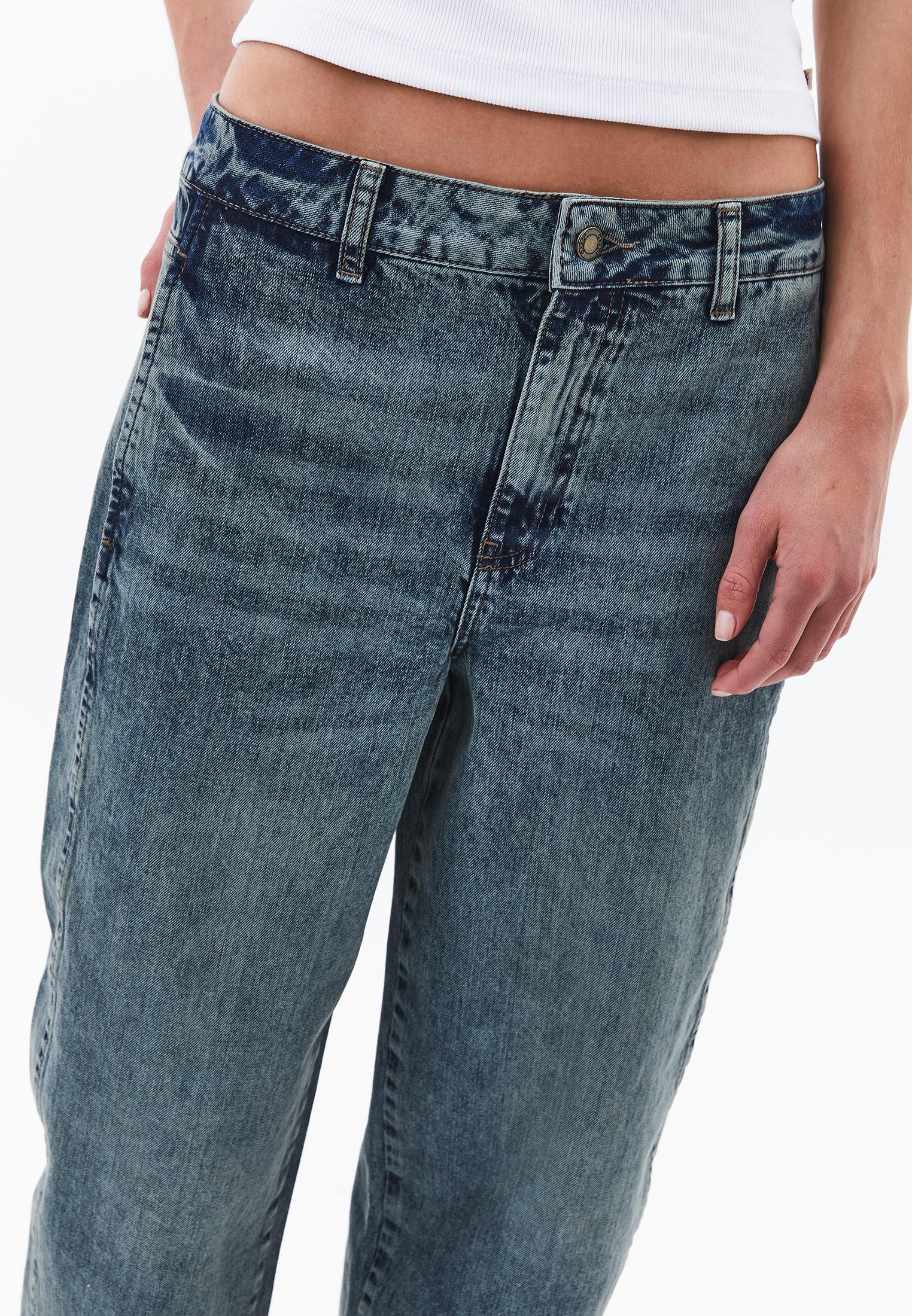 Barrel Leg Jeans - MID BROWN DENIM