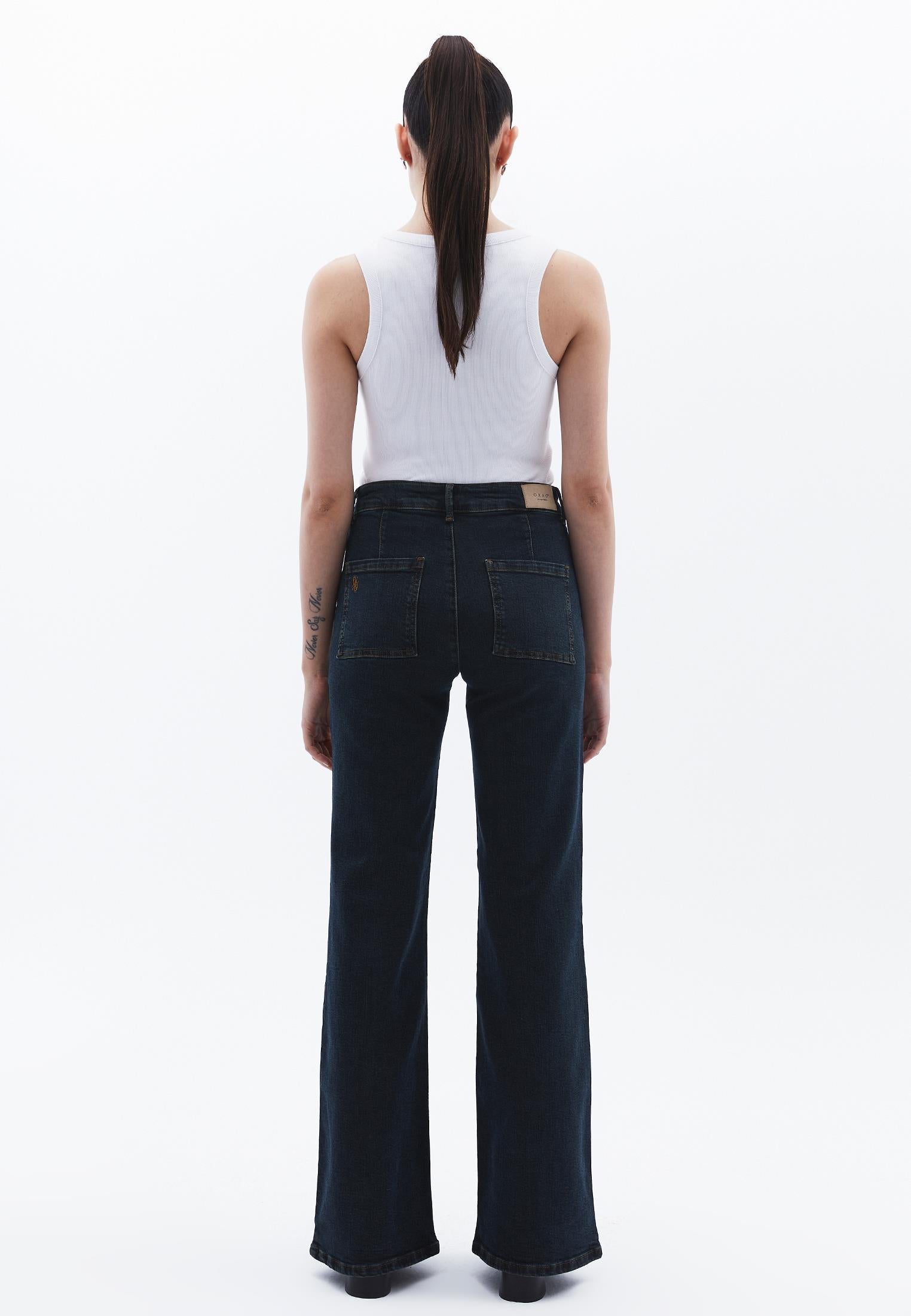 Women’S Spanish Leg Pants - MID BROWN DENIM