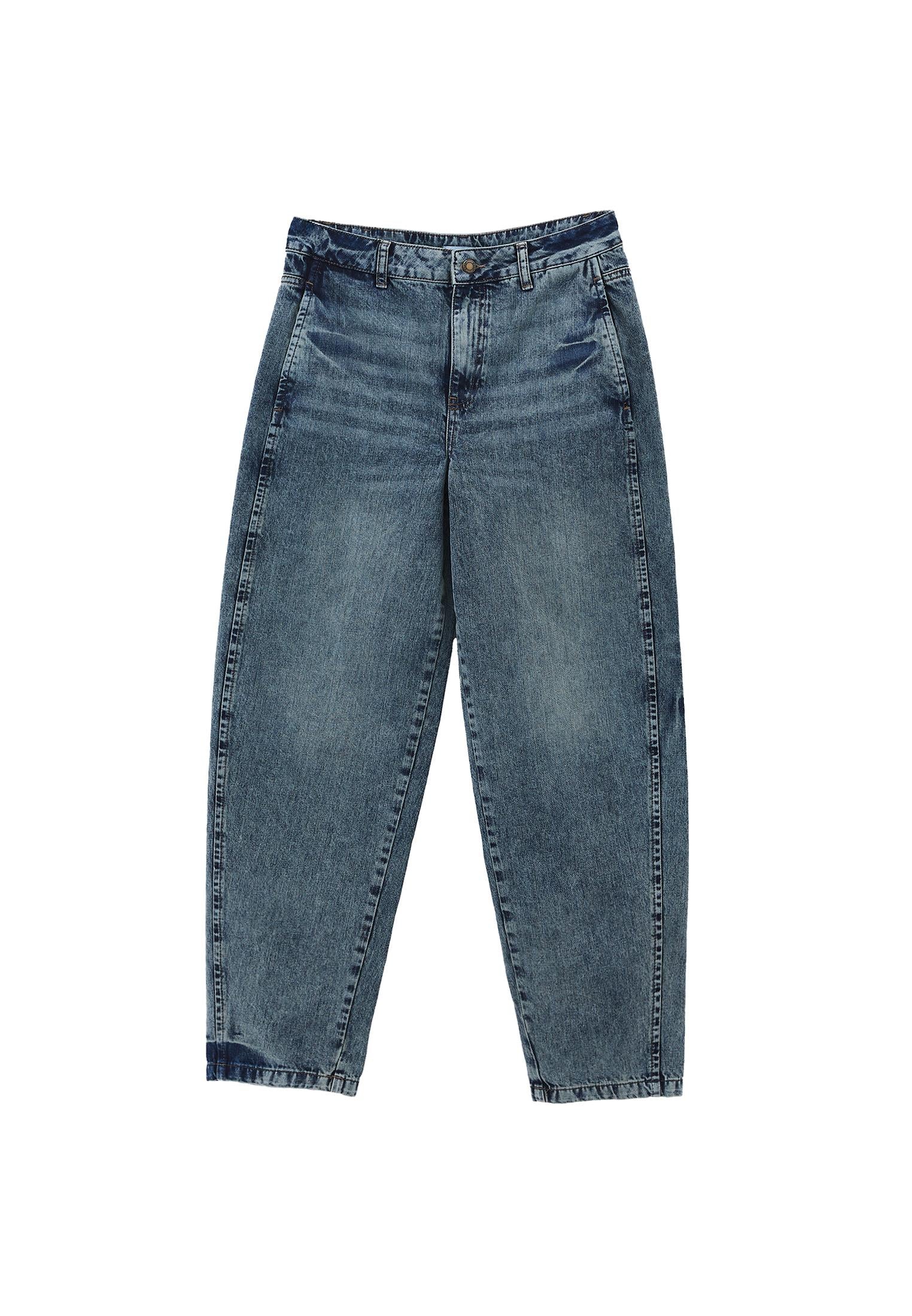 Barrel Leg Jeans - MID BROWN DENIM