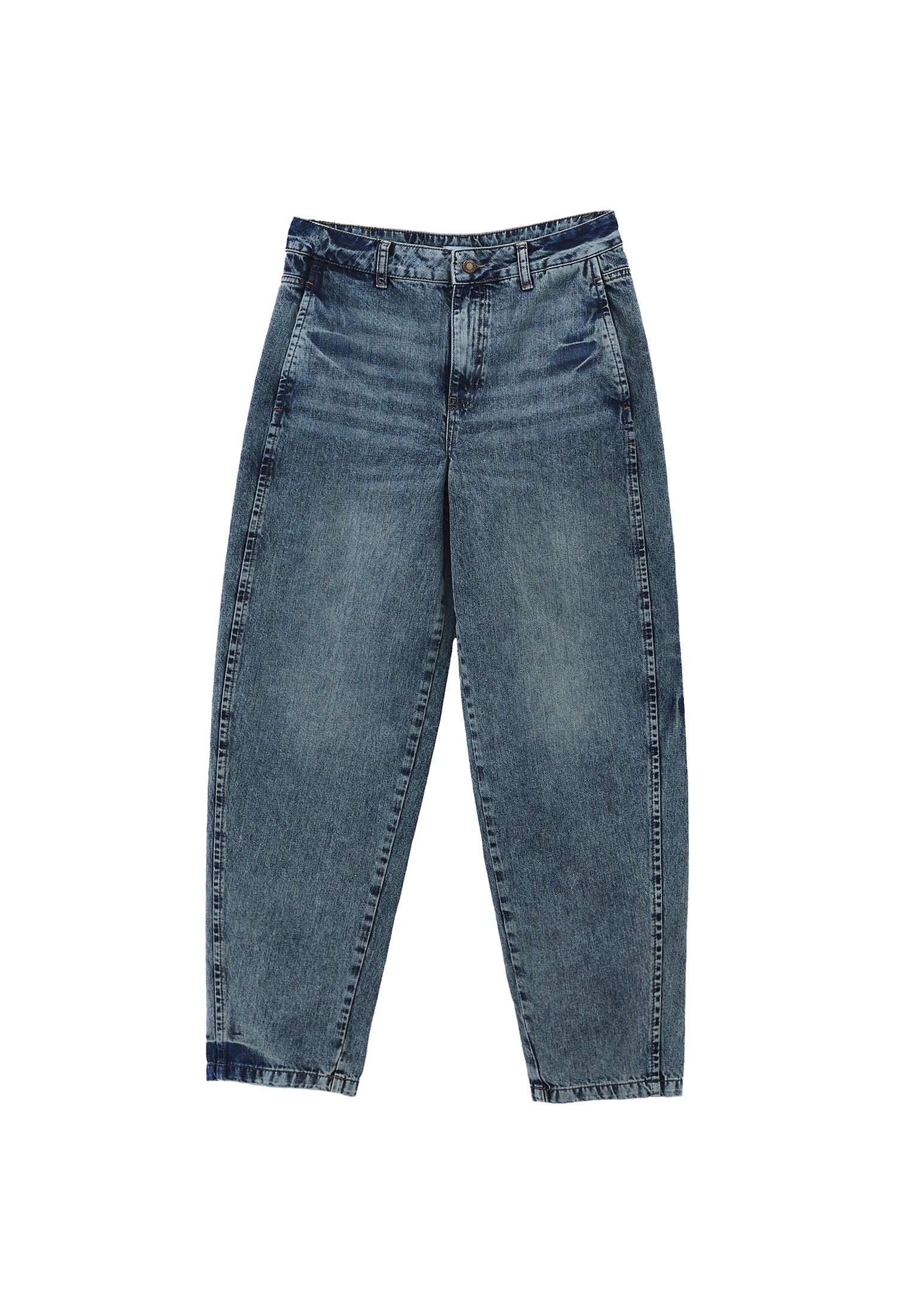 Barrel Leg Jeans - MID BROWN DENIM
