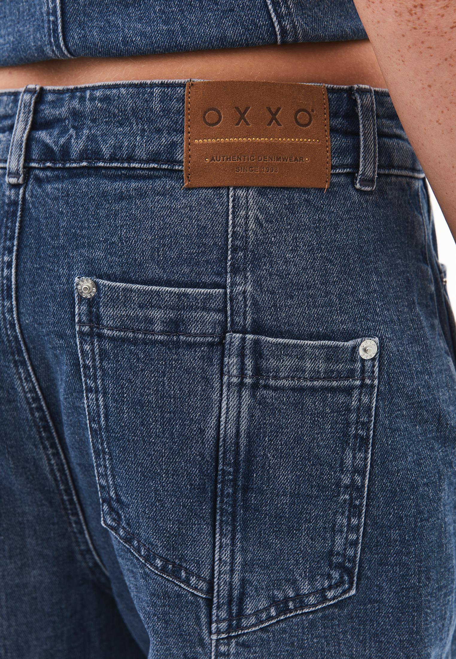 Ultra High Waist Barrel Leg Pants - MID GREEN DENIM