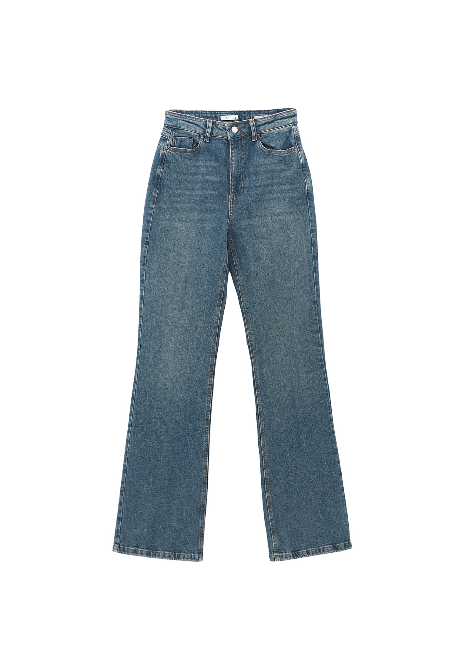 Ultra High Waist Straight Leg Denim Pants - MID GREEN DENIM
