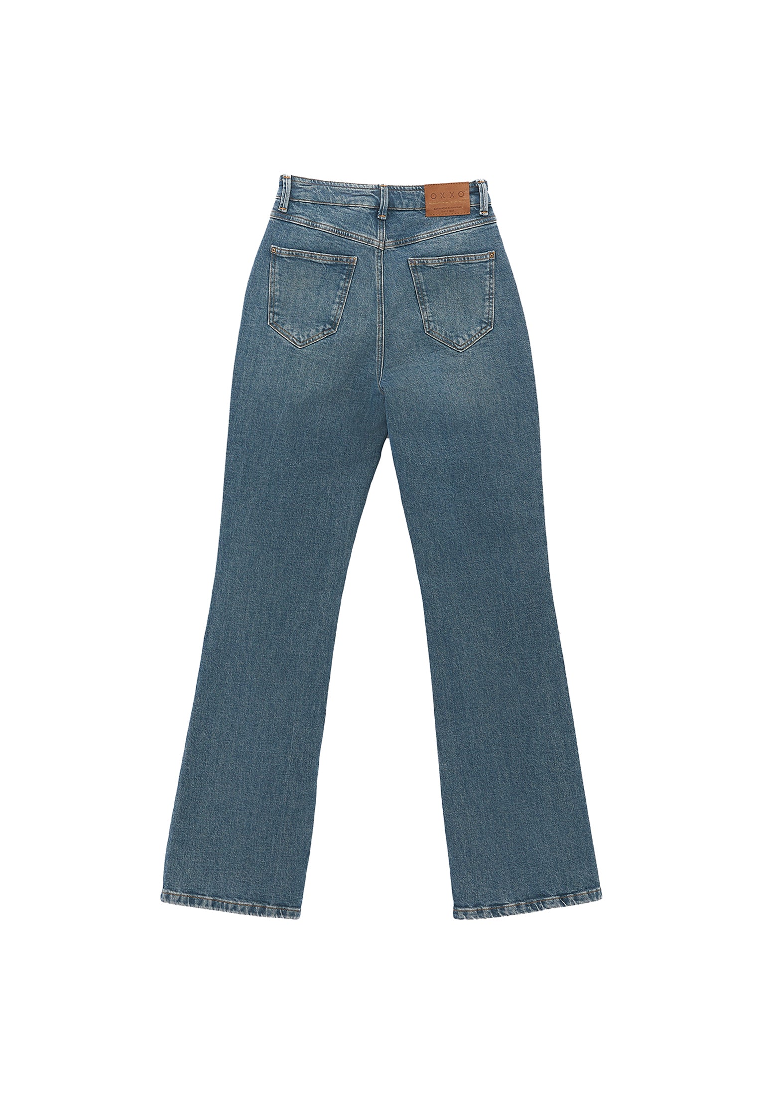 Ultra High Waist Straight Leg Denim Pants - MID GREEN DENIM
