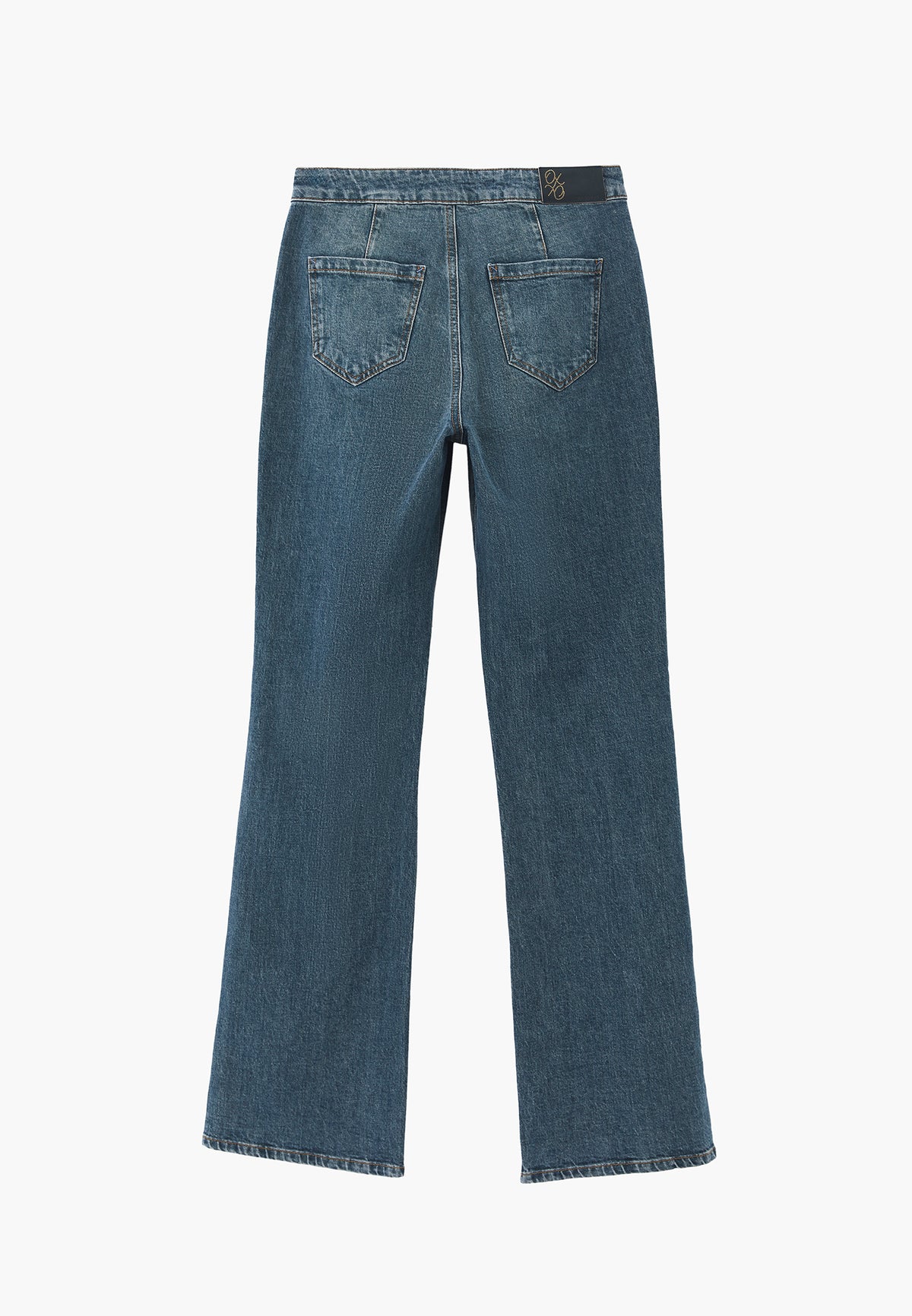 Wide Leg Ultra High Waist Long Pants - MID GREEN DENIM