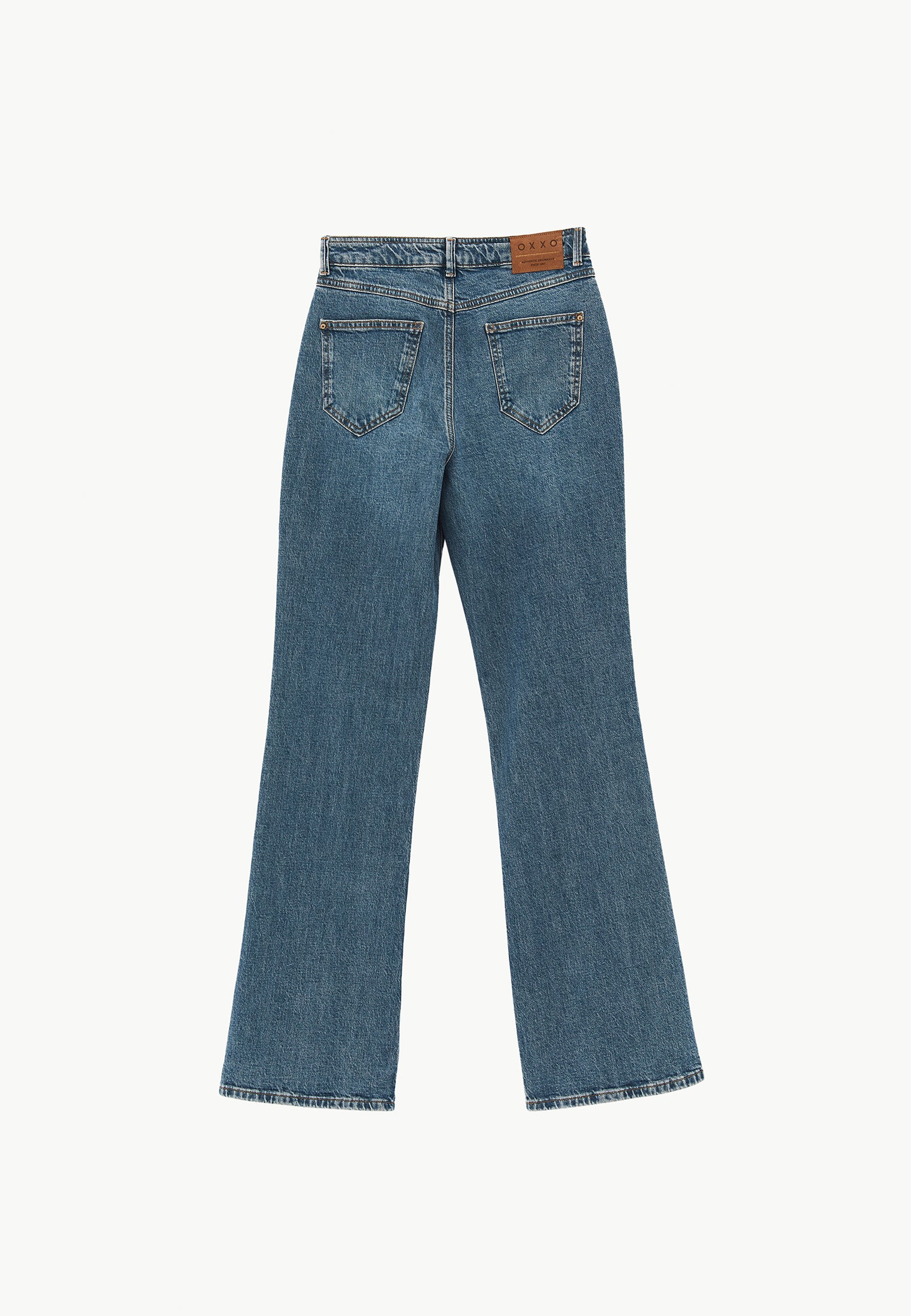 Ultra High Waist Five Pocket Straight Leg Pants - MID GREEN DENIM