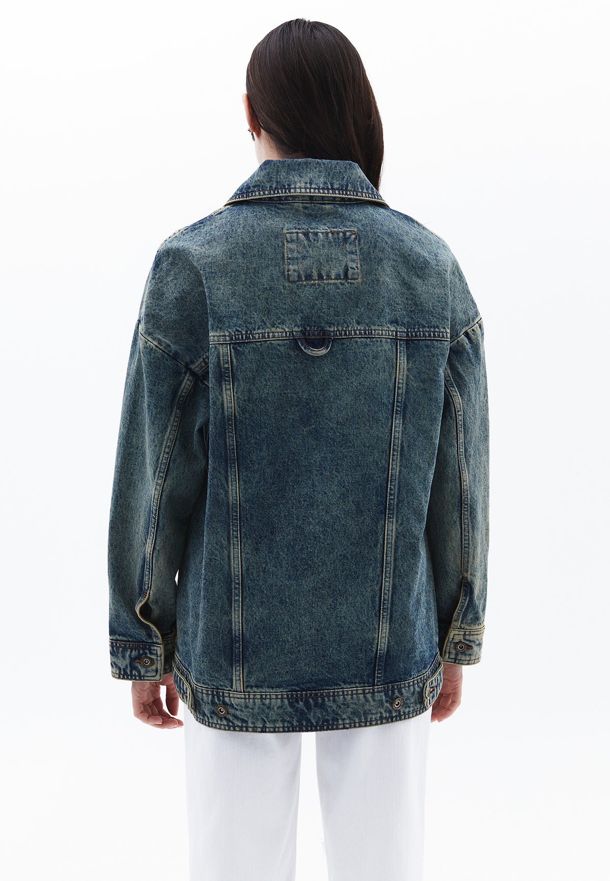 Oversize Tunic Denim Jacket - MID SAND DENIM