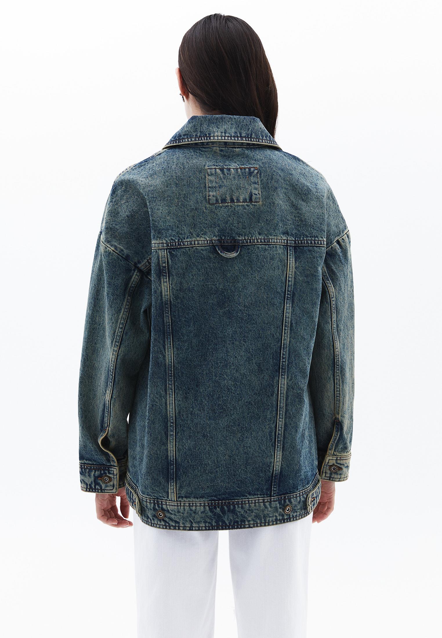 Oversize Tunic Denim Jacket - MID SAND DENIM