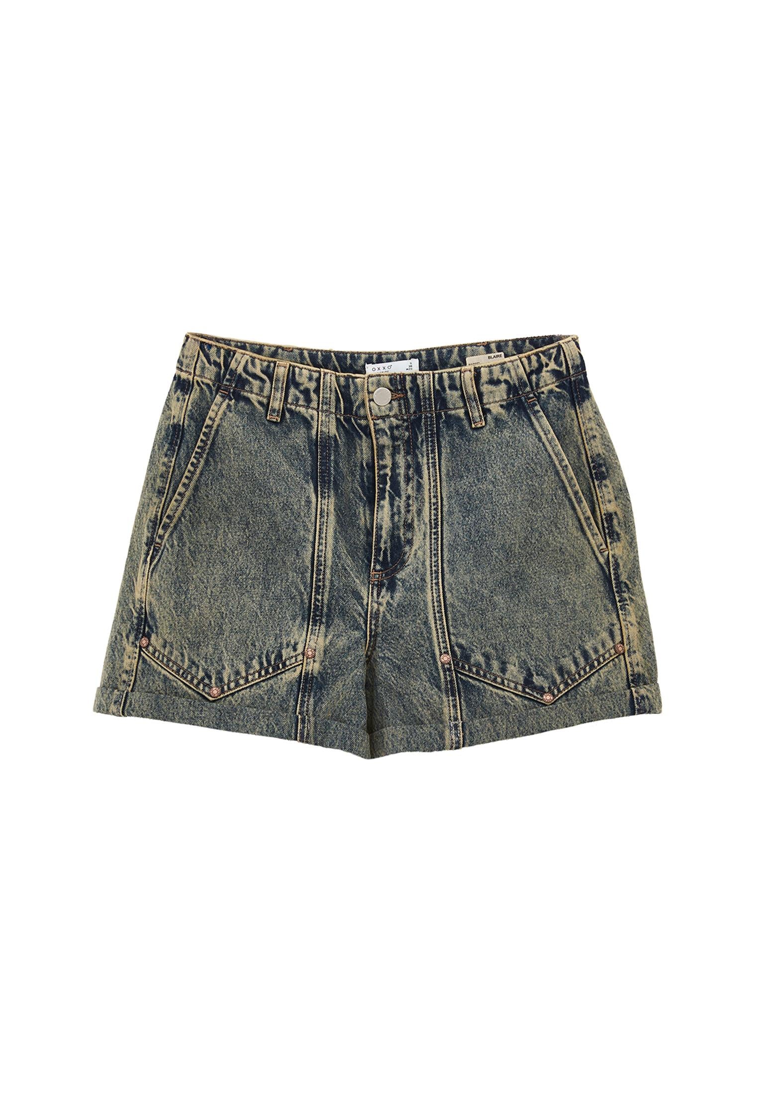 Ultra High Waist Pocket Detailed Shorts - MID SAND DENIM