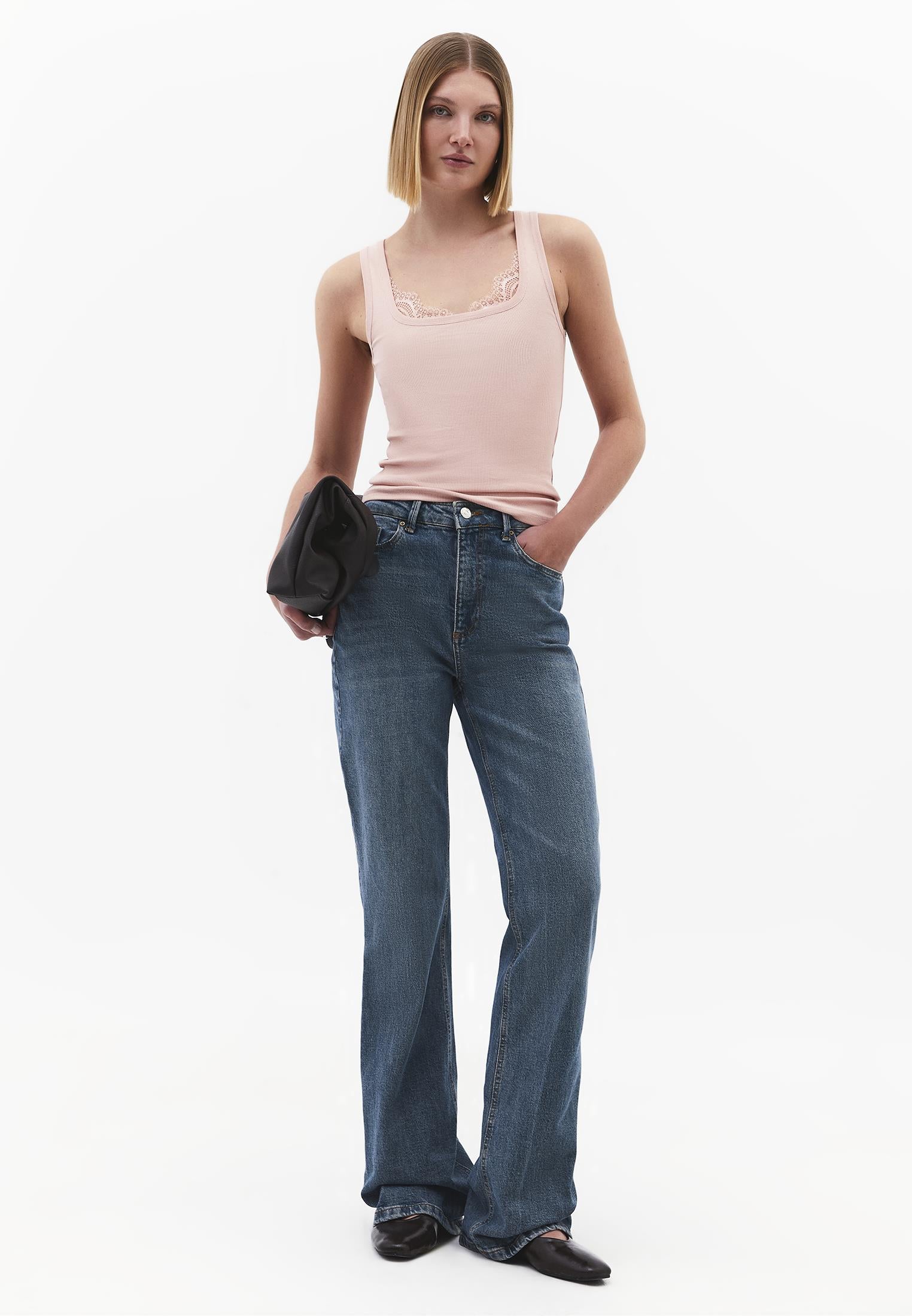 Square Neck Sleeveless Women's Tank Top - MISTY ROSE