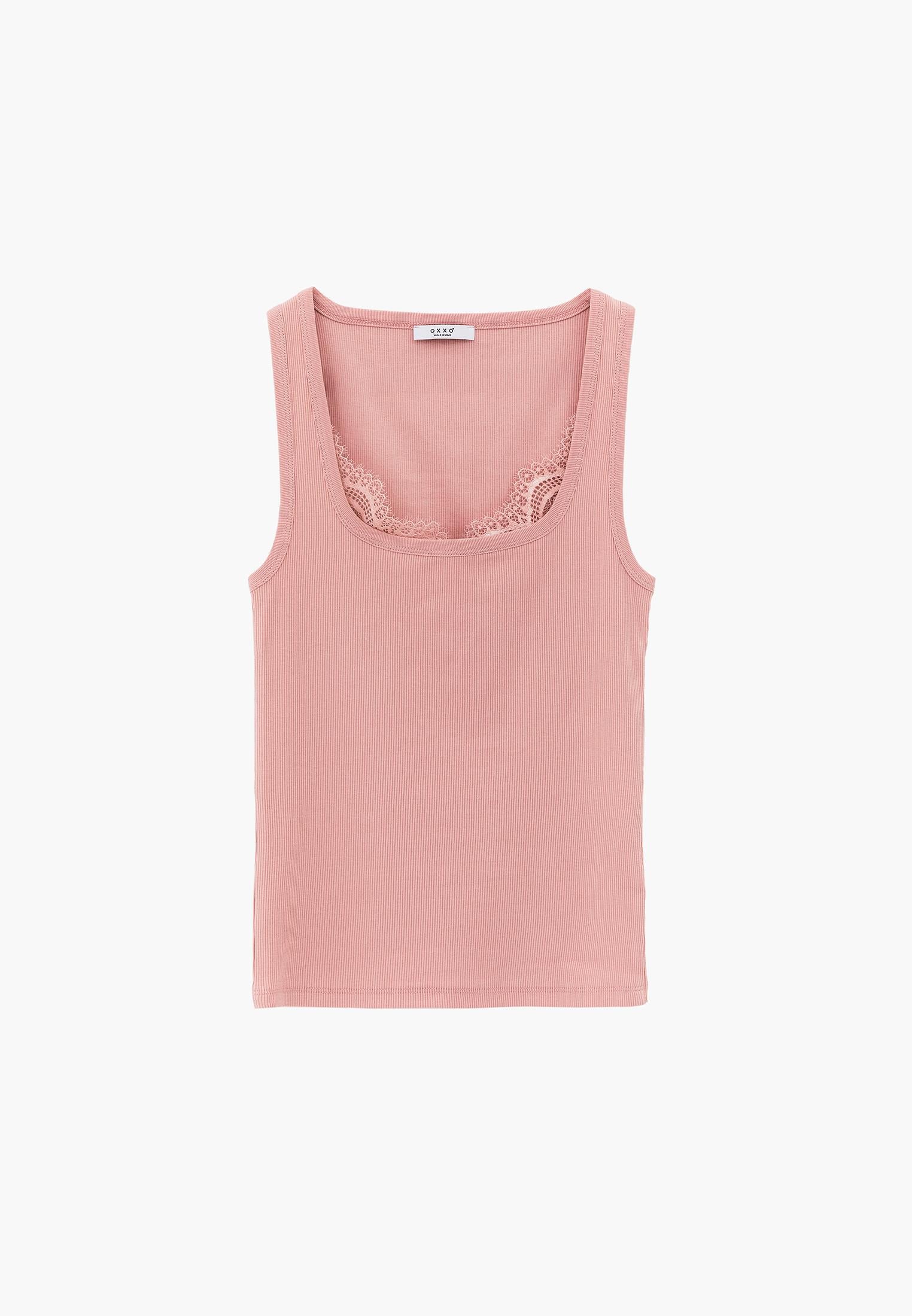 Square Neck Sleeveless Women's Tank Top - MISTY ROSE