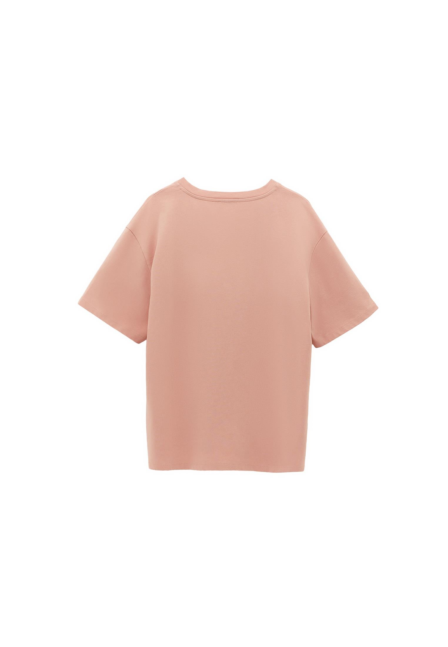 V Neck Boyfriend T-Shirt - MISTY ROSE