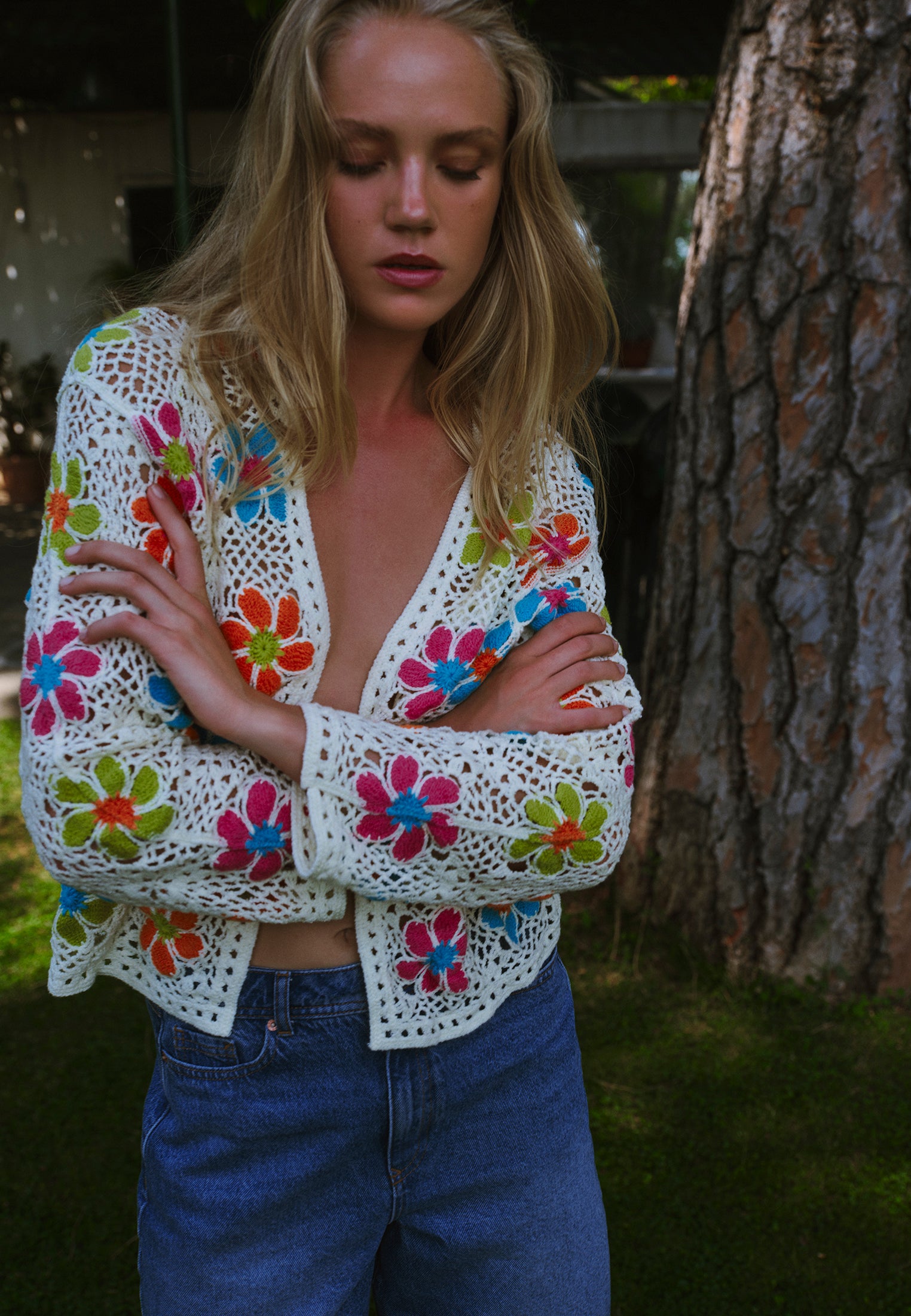 Cardigan With Ajour Pattern - MIX COLOR