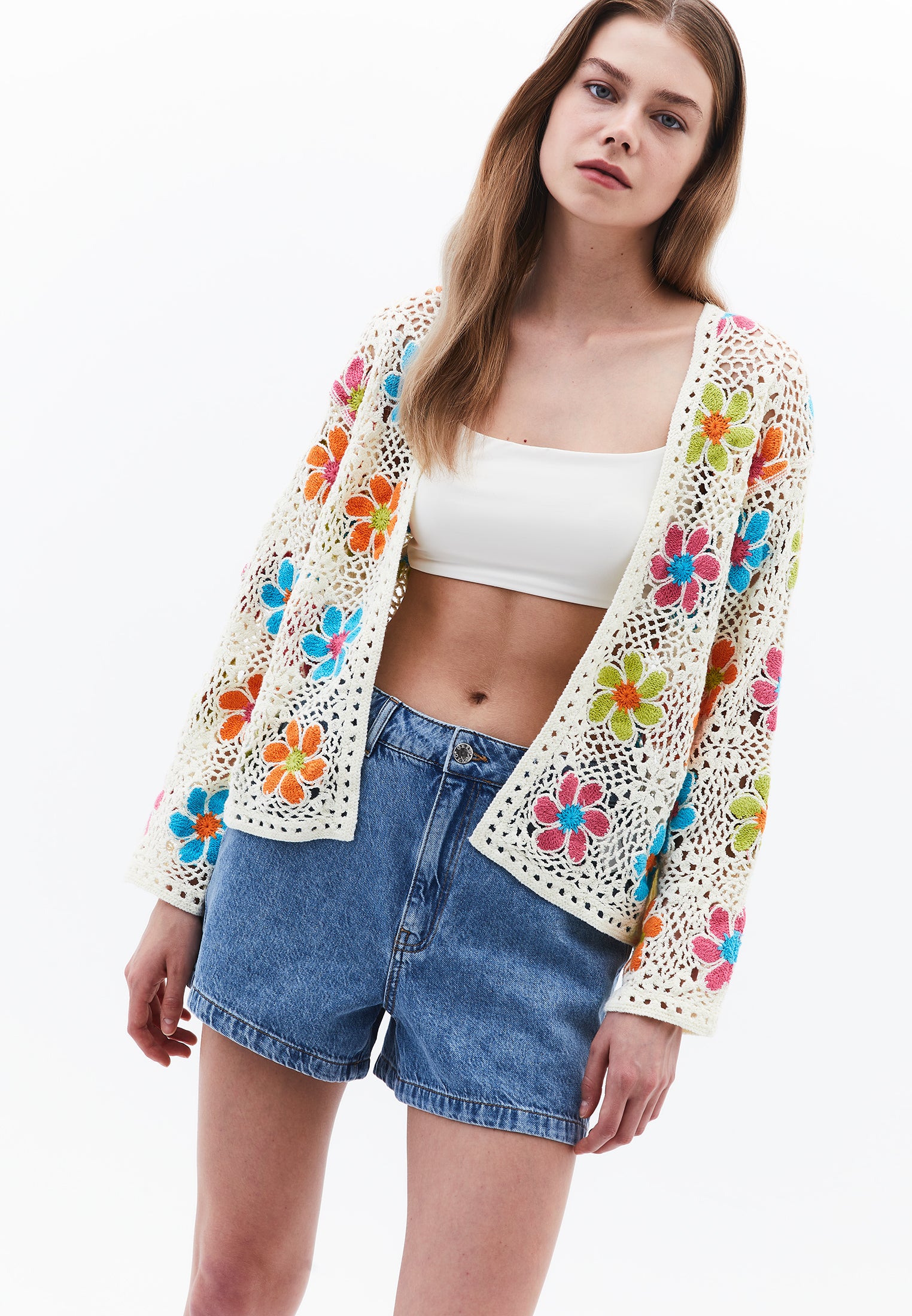 Cardigan With Ajour Pattern - MIX COLOR