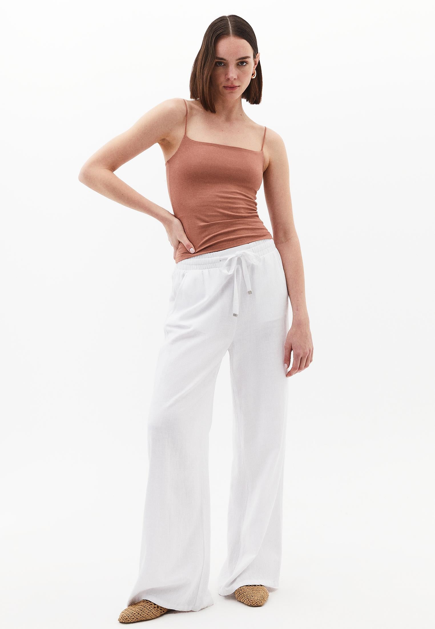Wide Neck Strappy Tank Top - MOCHA MOUSSE