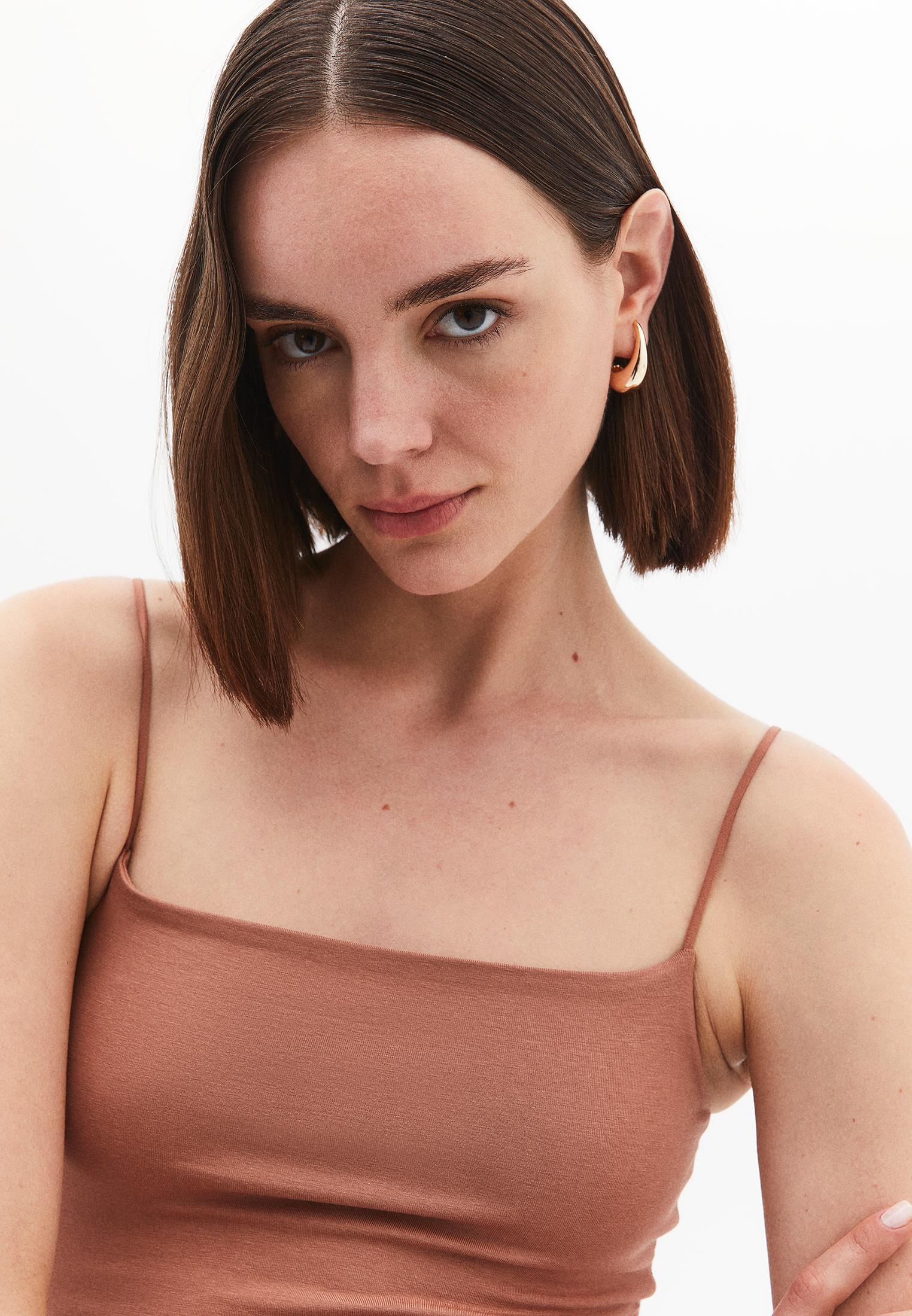 Wide Neck Strappy Tank Top - MOCHA MOUSSE