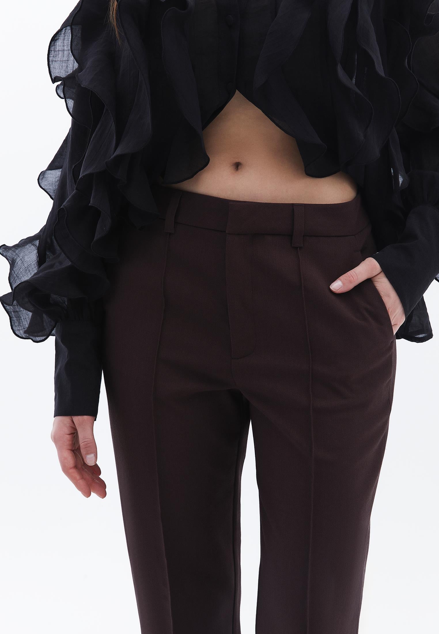 High Waist Straight Leg Pants - MOLE