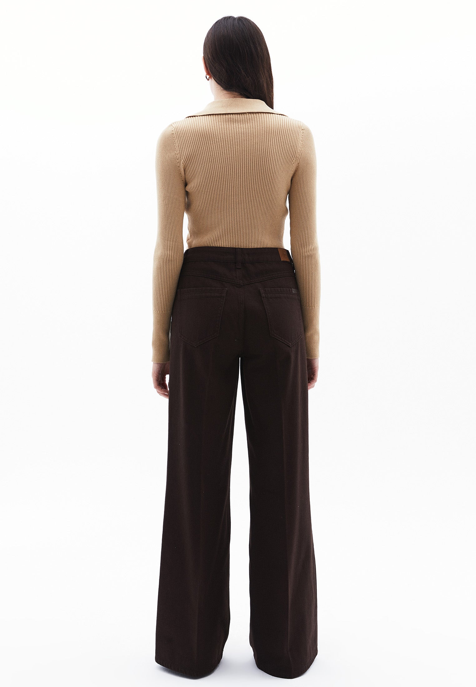High Waist Wide Leg Long Trousers - MOLE