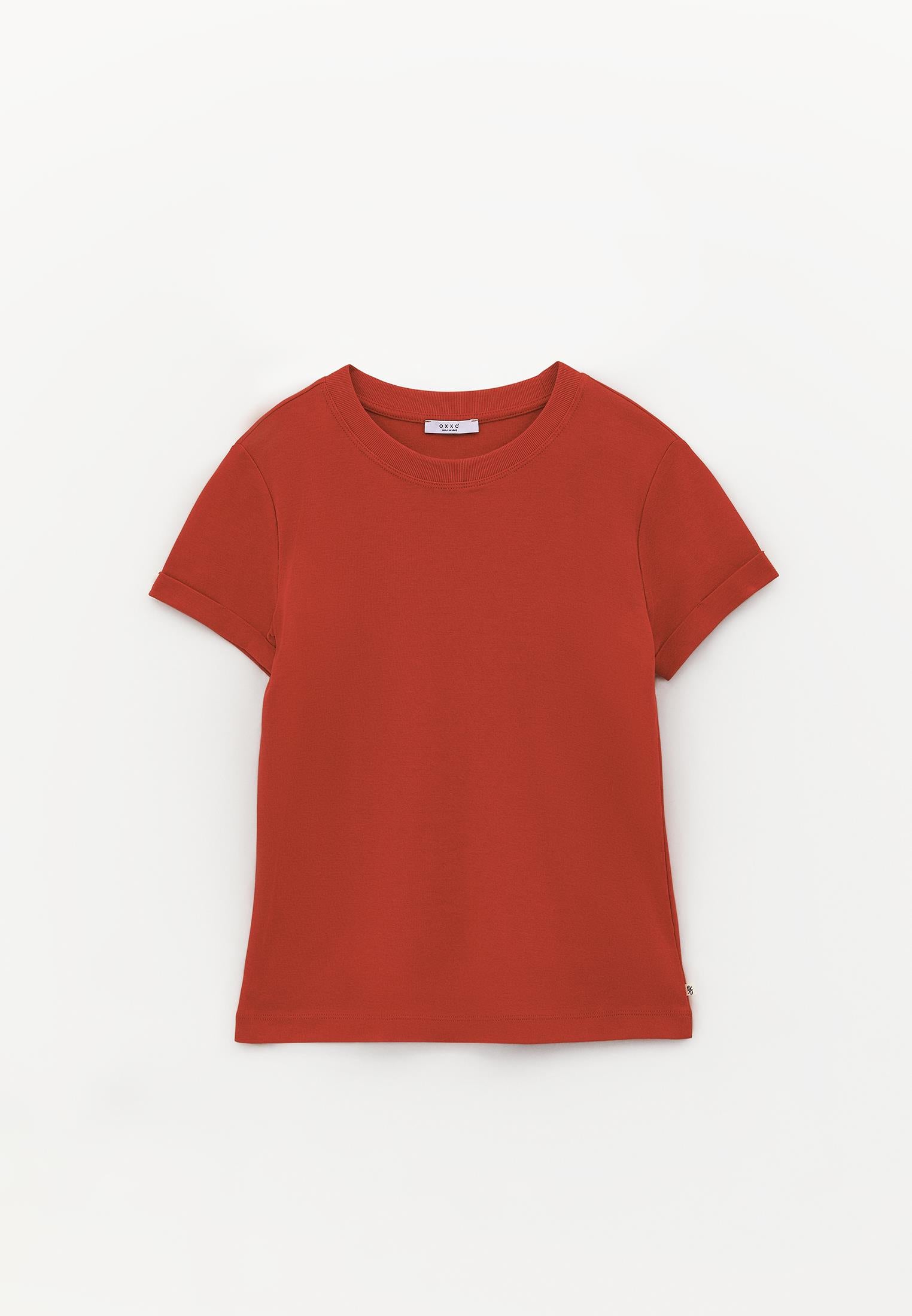 Crew Neck Short Sleeve T-Shirt - MOLTEN LAVA