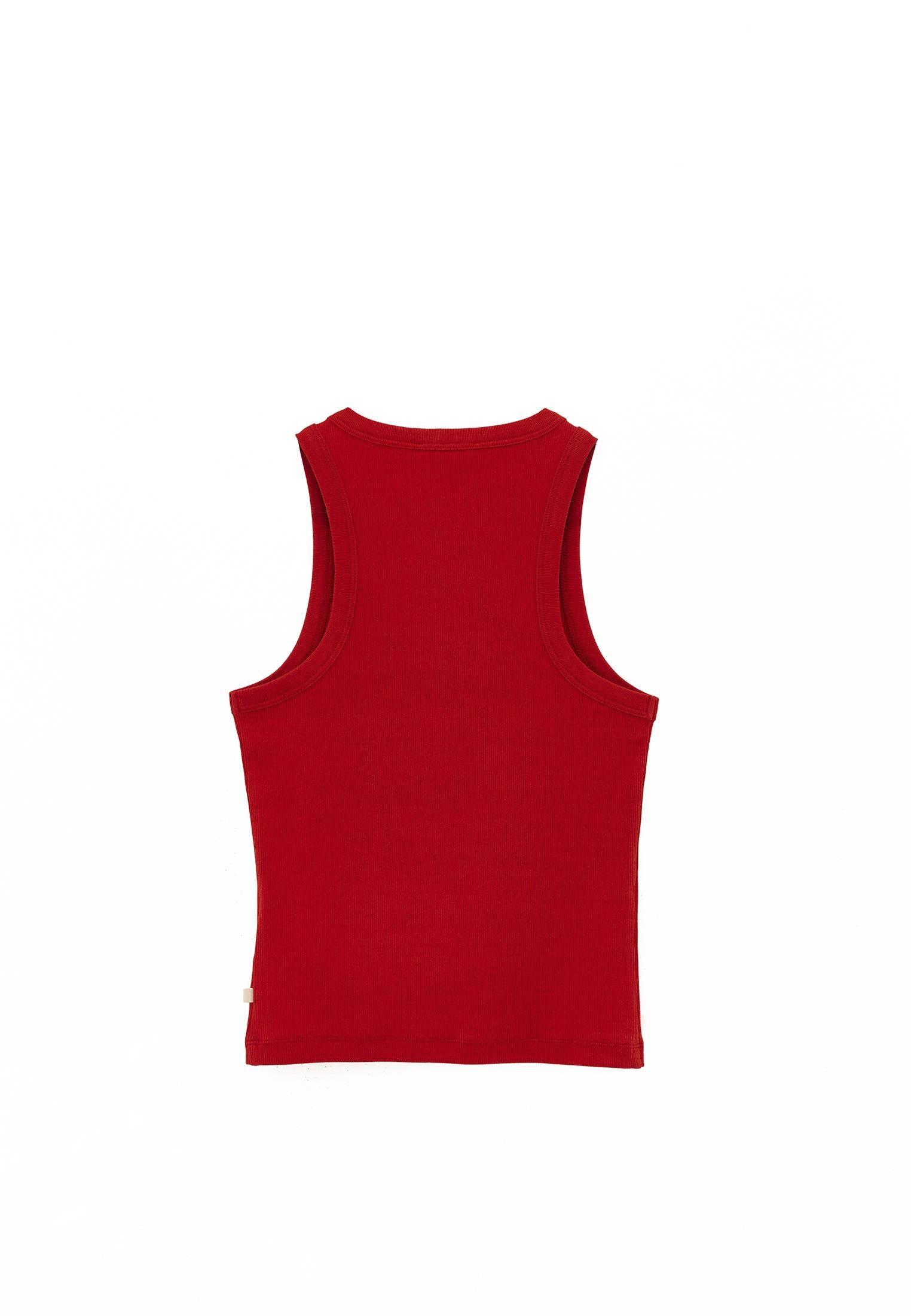 Crew Neck Bodycon Tank Top - MOLTEN LAVA