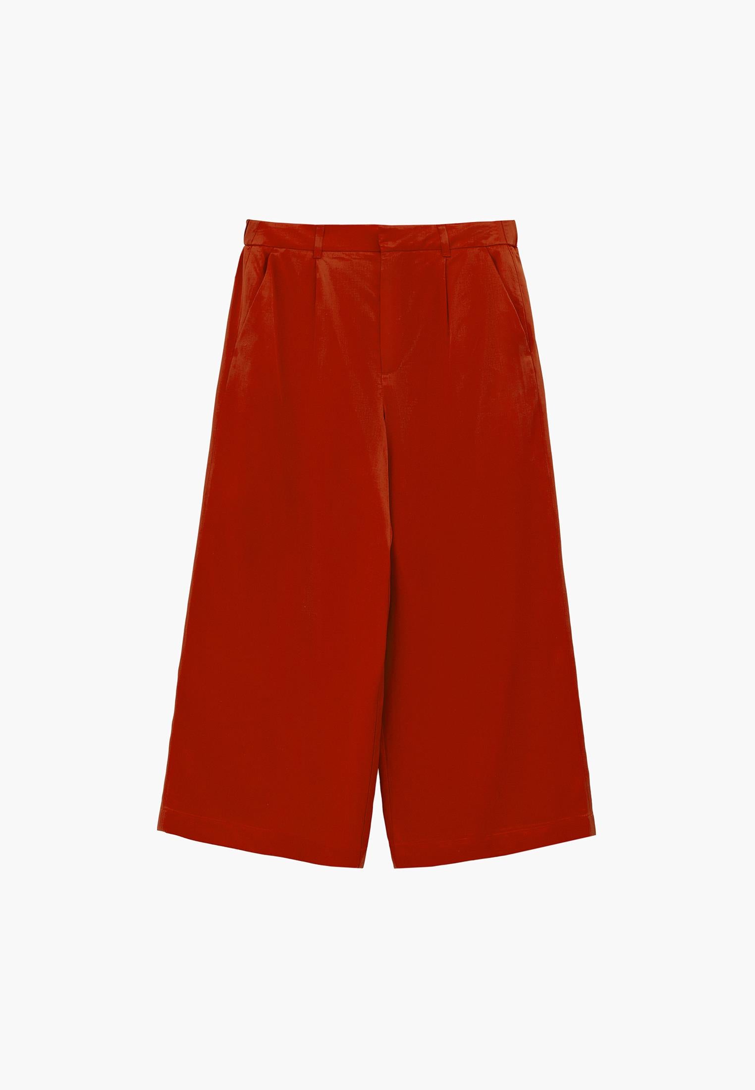 High Waist Wide Leg Loose Leg Trousers - MOLTEN LAVA