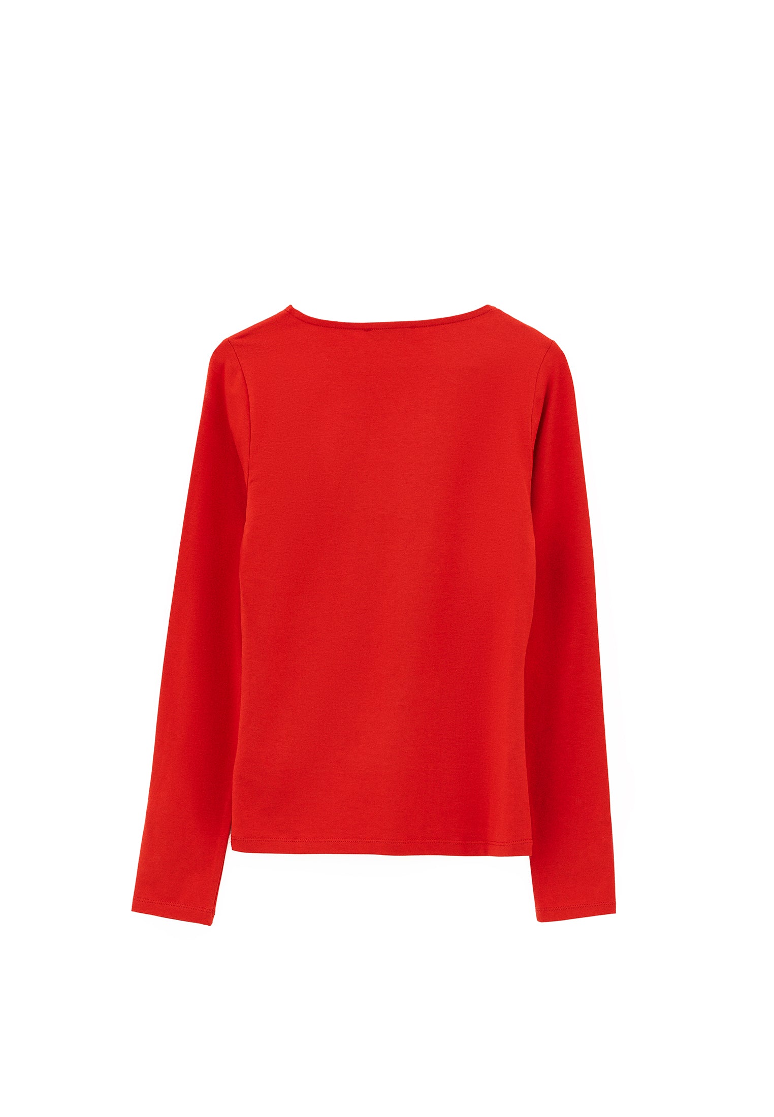 V Neck Long Sleeve Bodycon T-Shirt - MOLTEN LAVA