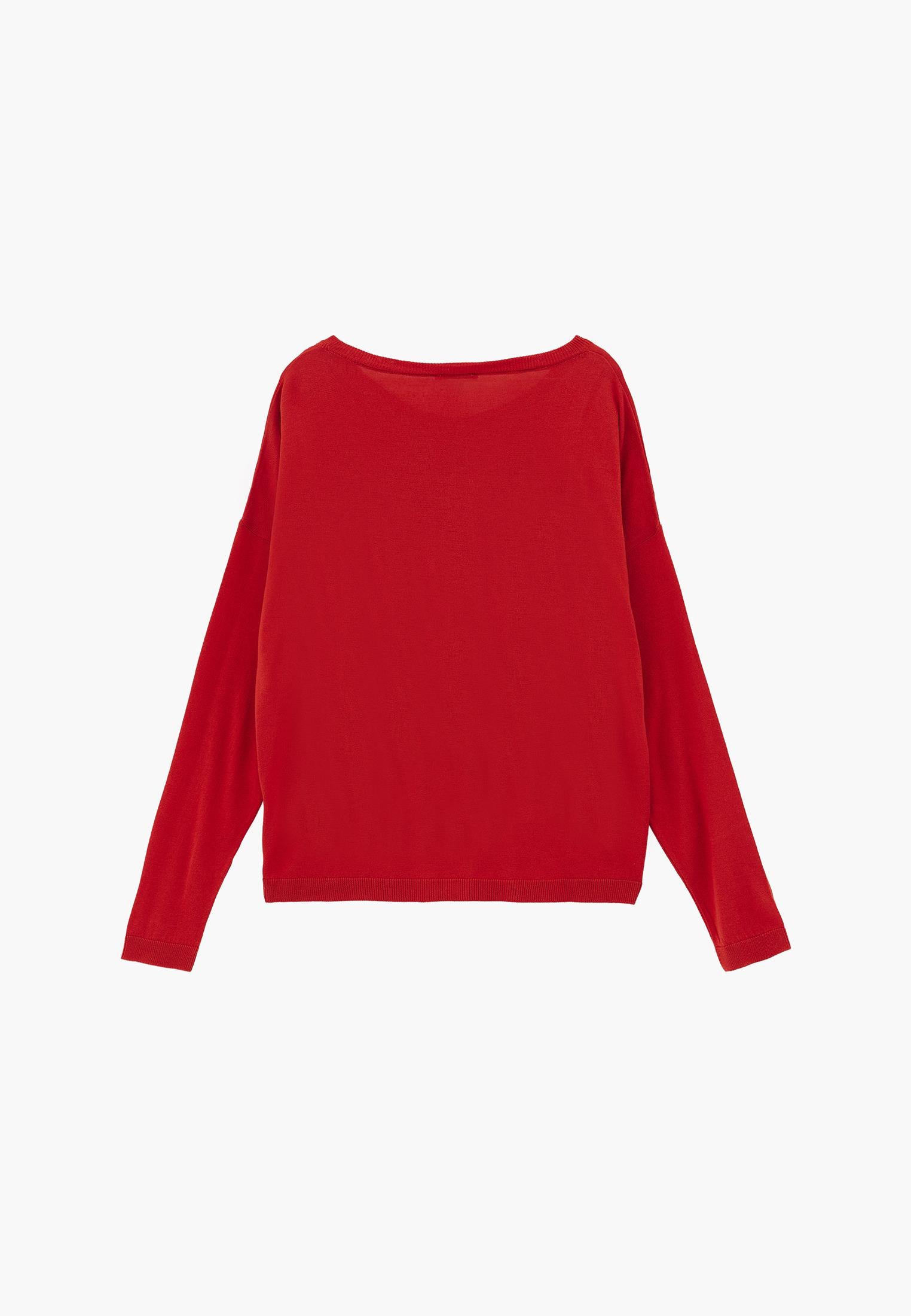 Viscose Boat Neck Sweater - MOLTEN LAVA