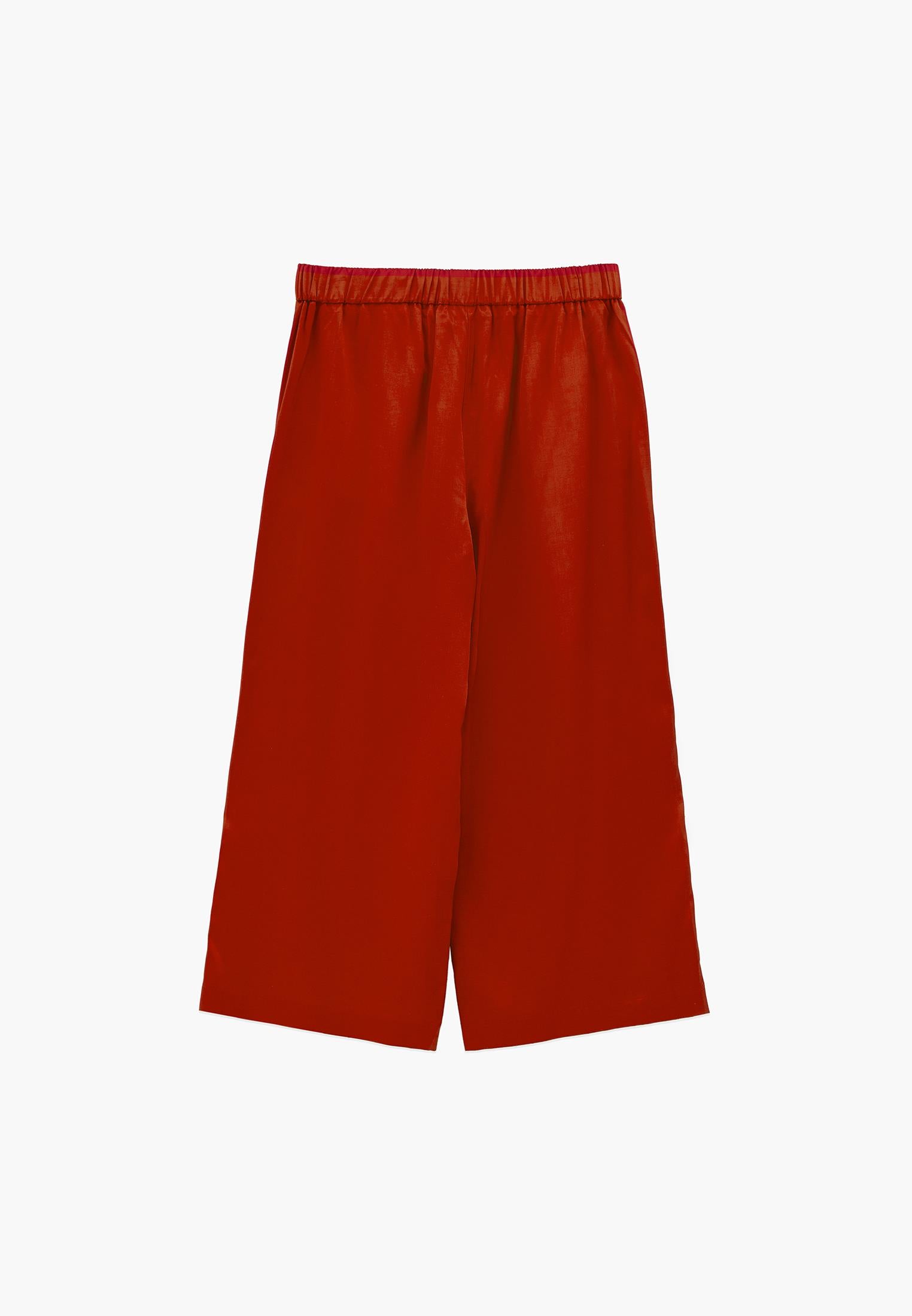 High Waist Wide Leg Loose Leg Trousers - MOLTEN LAVA