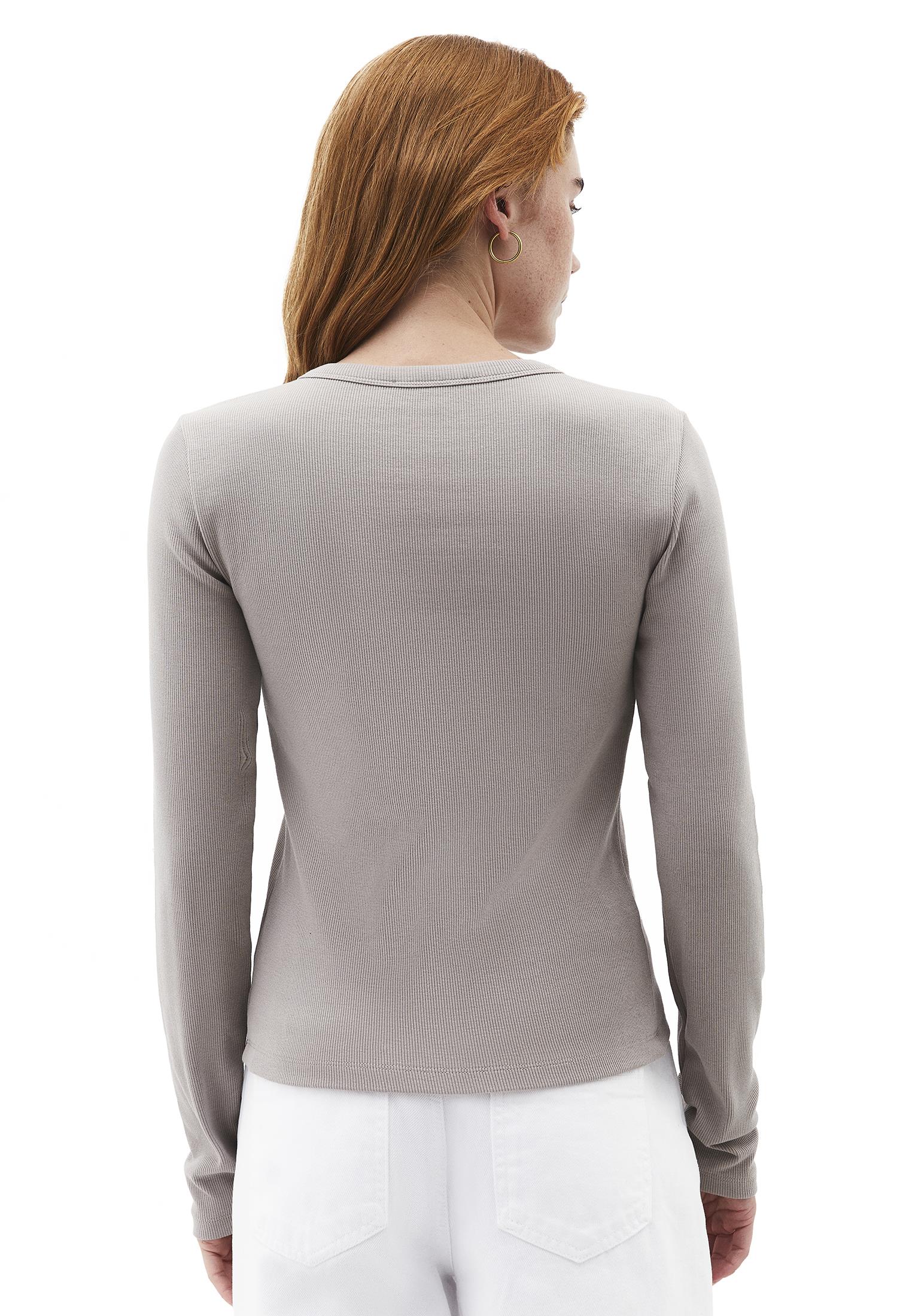 Button Detailed Crew Neck Long Sleeve T-Shirt - MOON ROCK