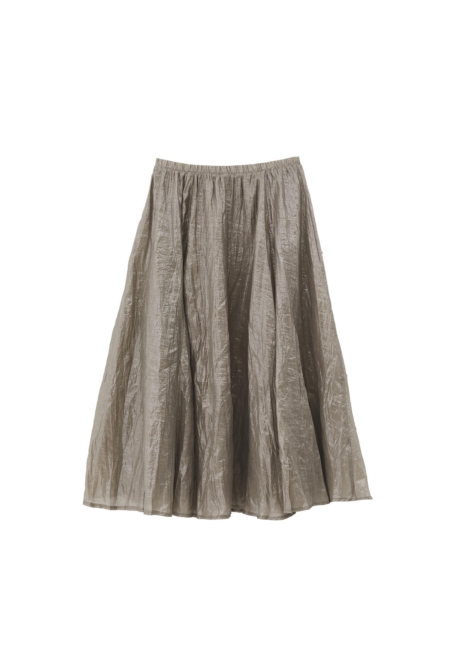 Shiny Flared Long Skirt - MOON ROCK