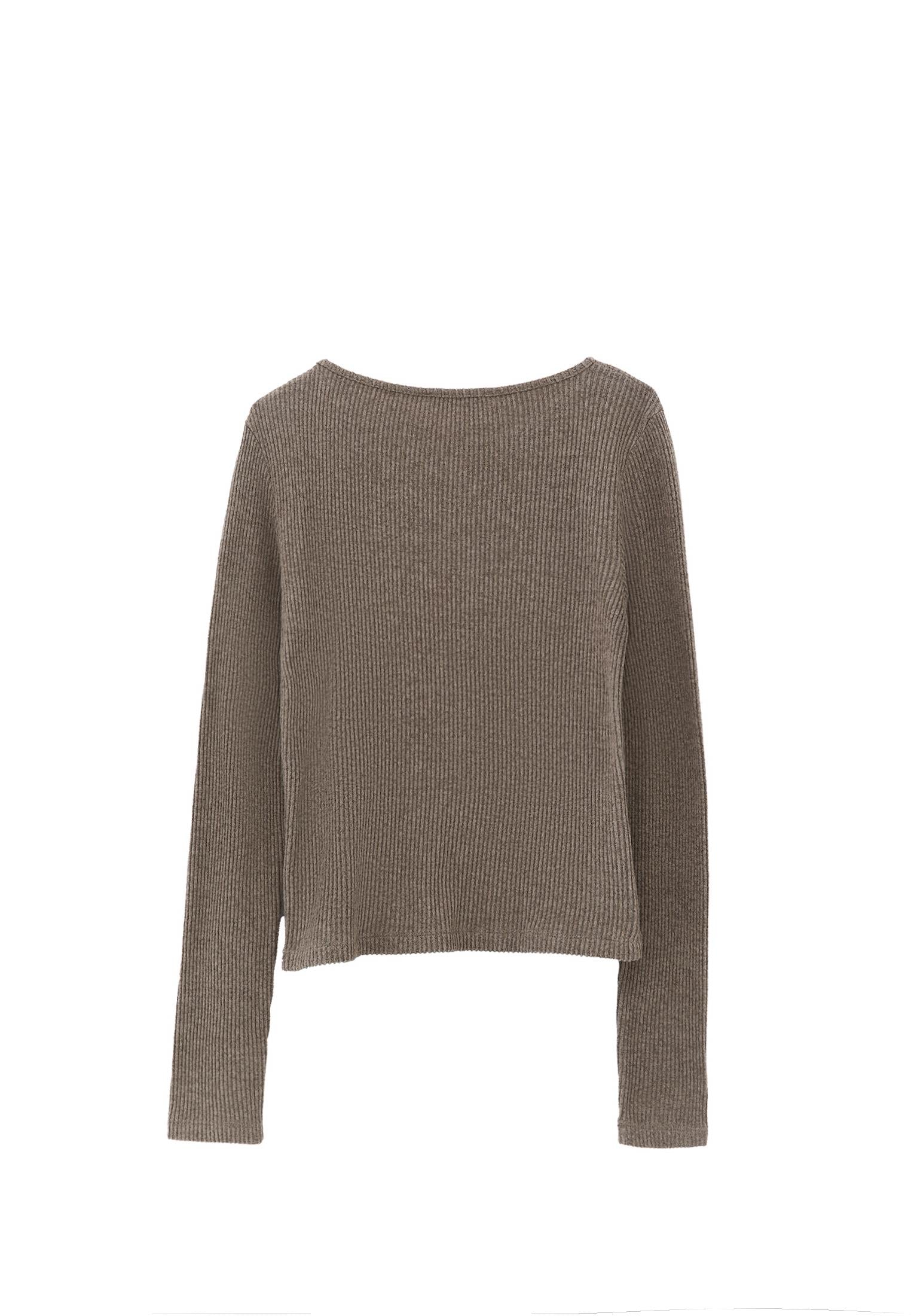 Boat Neck Long Sleeve Blouse With Button Details - MOREL MELANGE