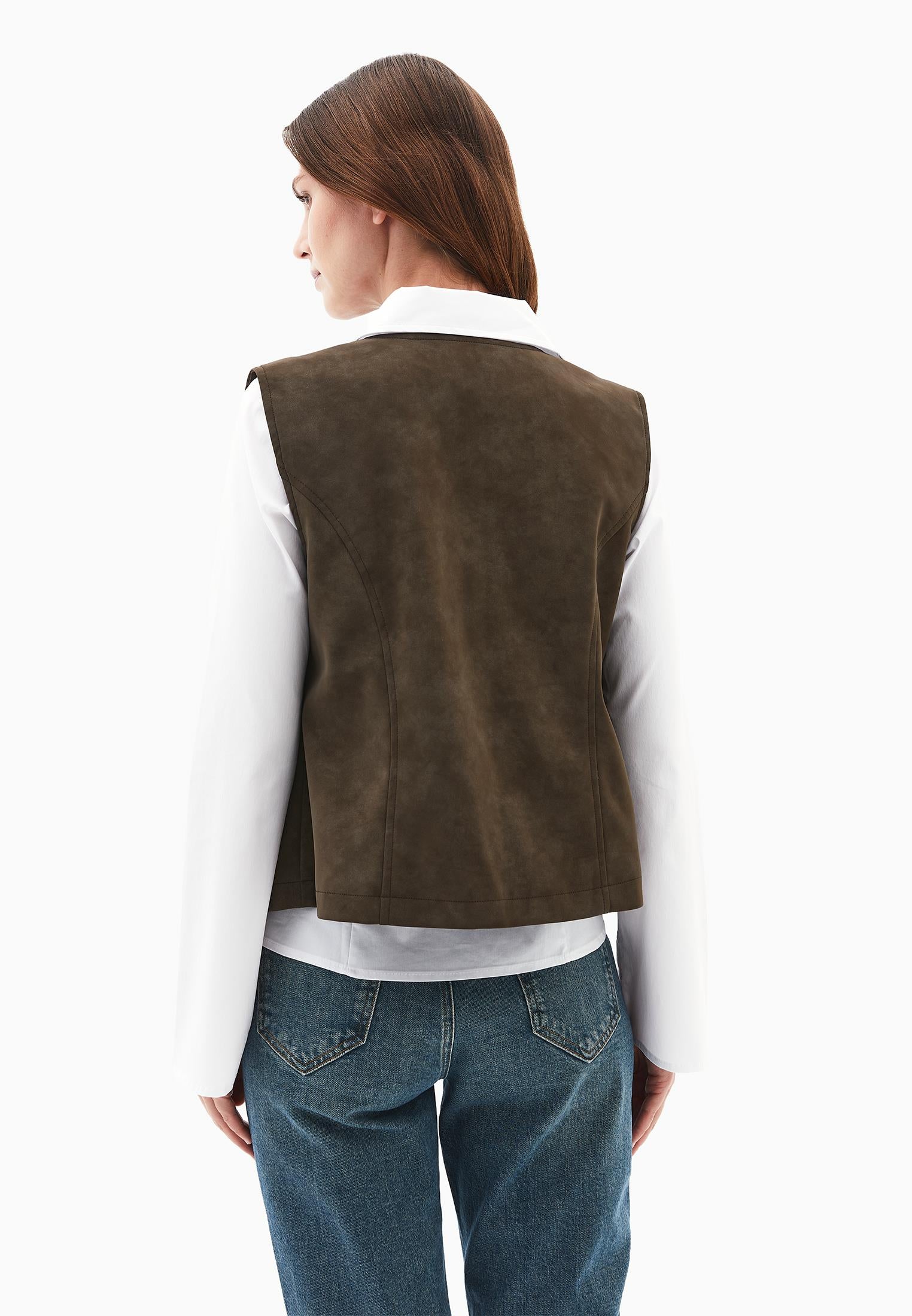 Tie Waist Suede Vest - MOREL