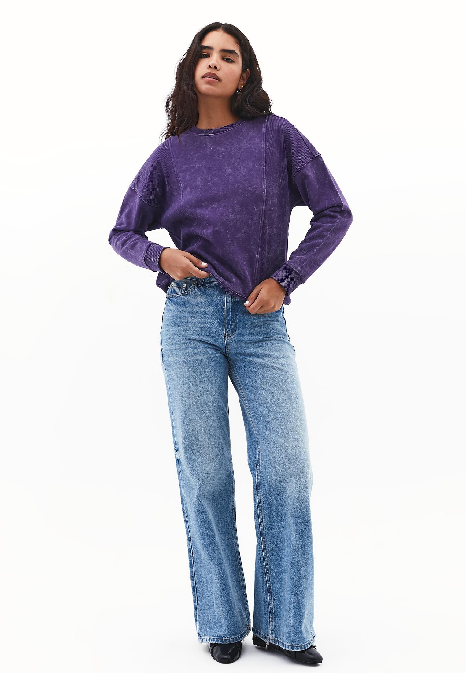 Zip Detailed Oversize Sweatshirt - MULBERRY PURPLE