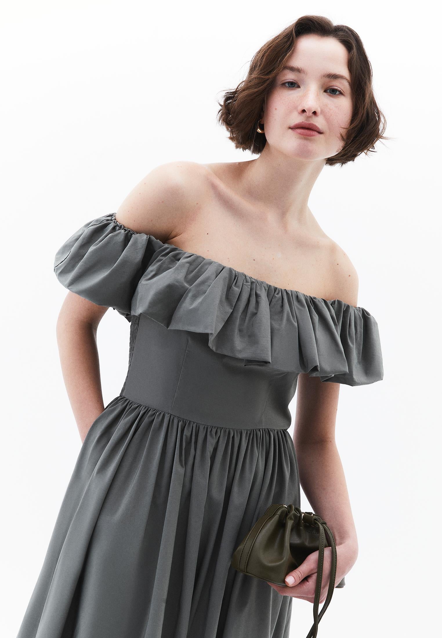 Balloon Dress - MULLED BASIL