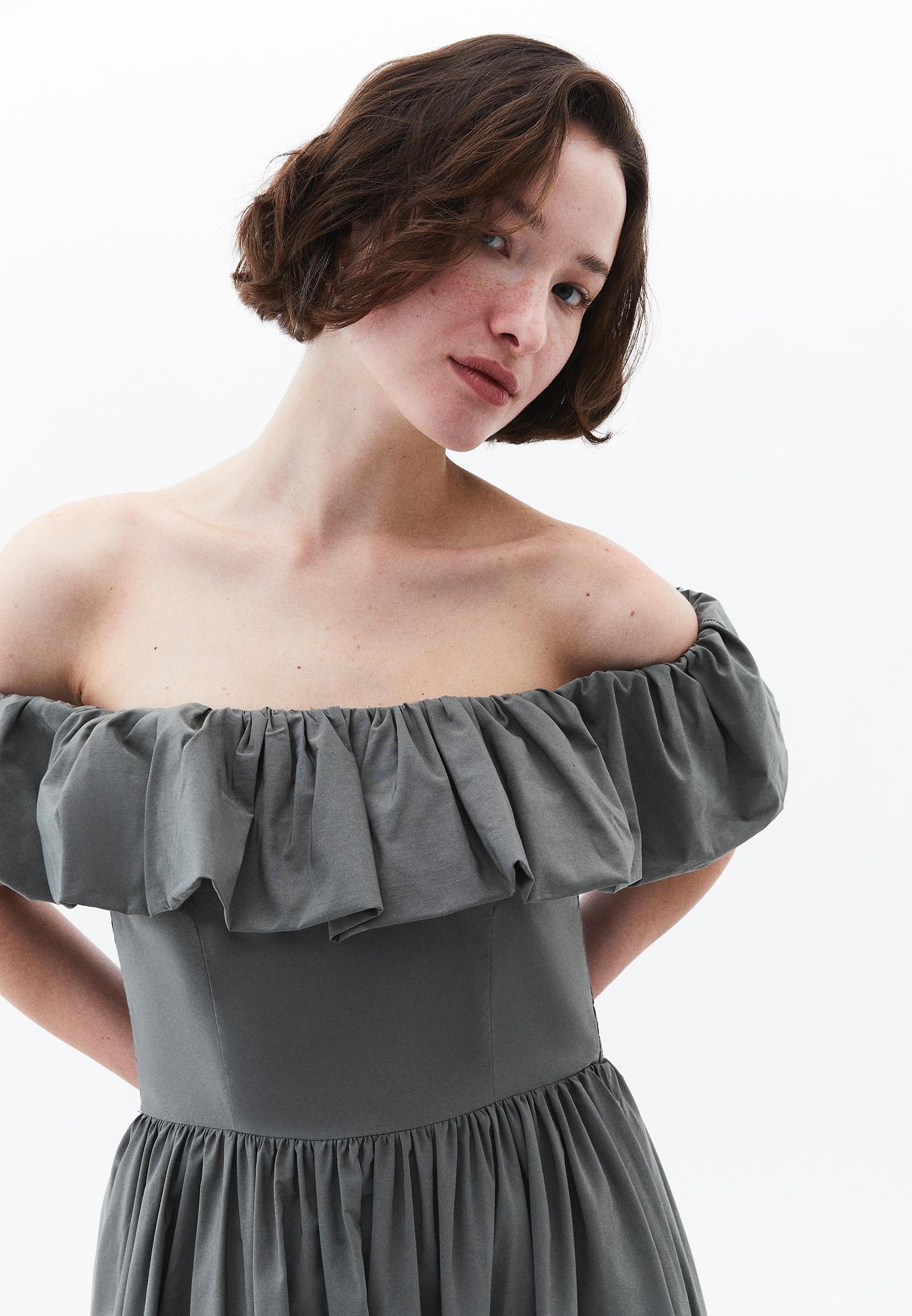 Balloon Dress - MULLED BASIL